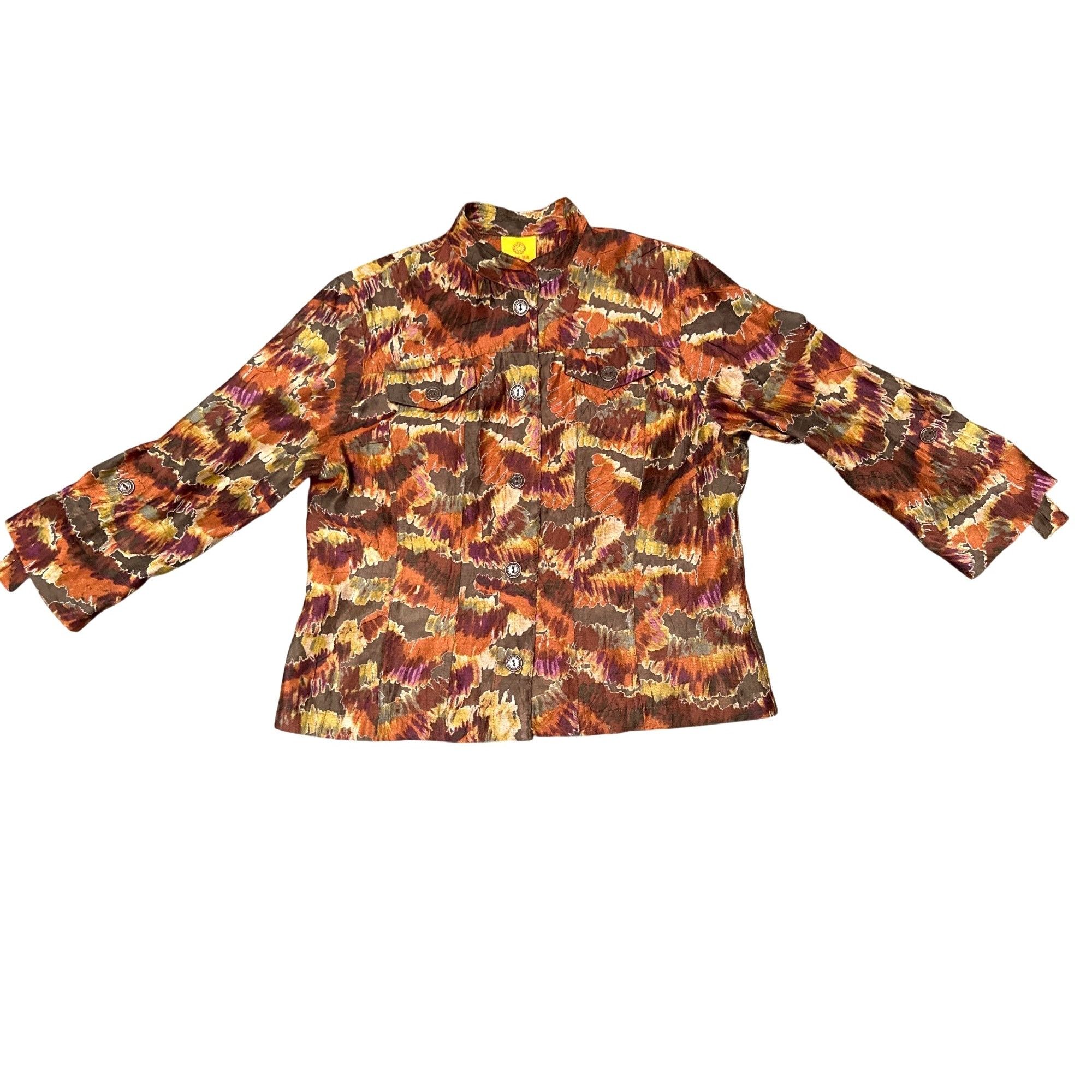Other Ruby Rd Size 10 Autumn Print Mandarin Collar Button Jacket Size L / US 10 / IT 46 - 11 Thumbnail