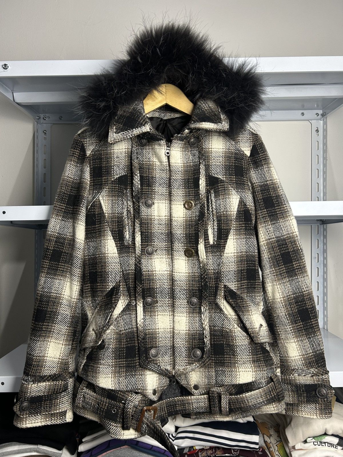 PPFM PPFM Studded Logo Fur hoodie Tartan Jacket Size US L / EU 52-54 / 3 - 1 Thumbnail