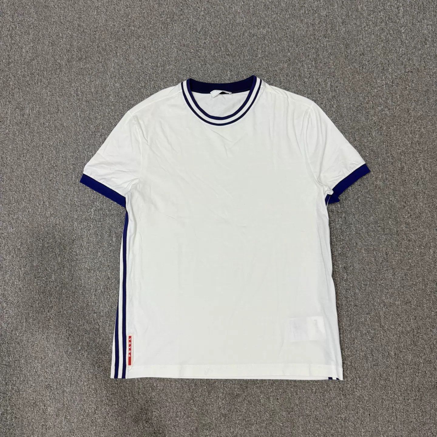 Prada Prada White Hem Logo Short Sleeve Tee L 95New Size L / US 10 / IT 46 - 1 Thumbnail