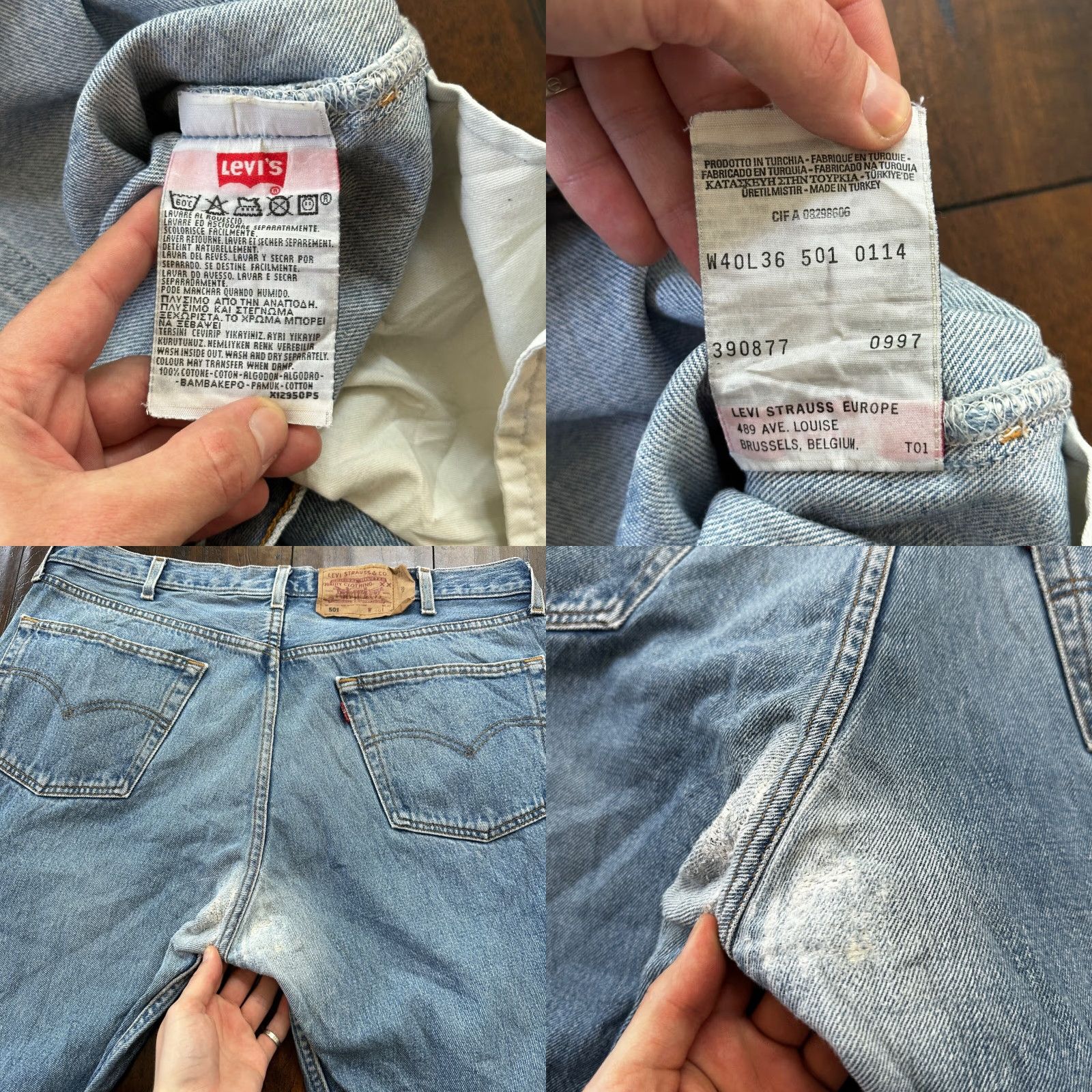Levi's VINTAGE Levi's 501 90s Straight Leg Jeans 40x36 Light Wash Denim Men Size US 40 / EU 56 - 8 Thumbnail