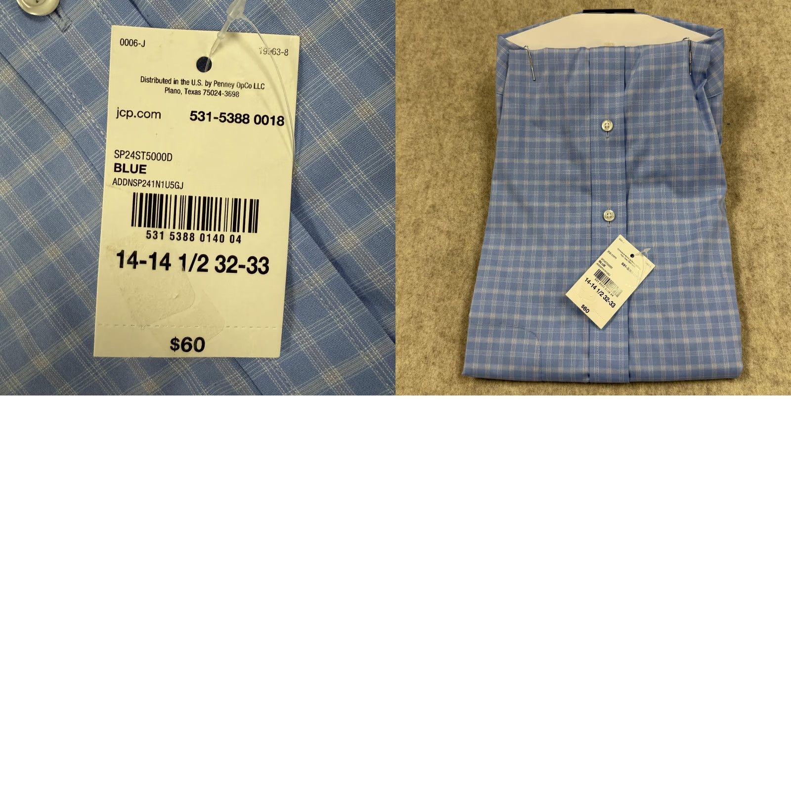 Stafford Stafford Shirt Mens Small Blue Plaid Performance Cotton Polyester Spandex Regular Fit Size US S / EU 44-46 / 1 - 8 Thumbnail