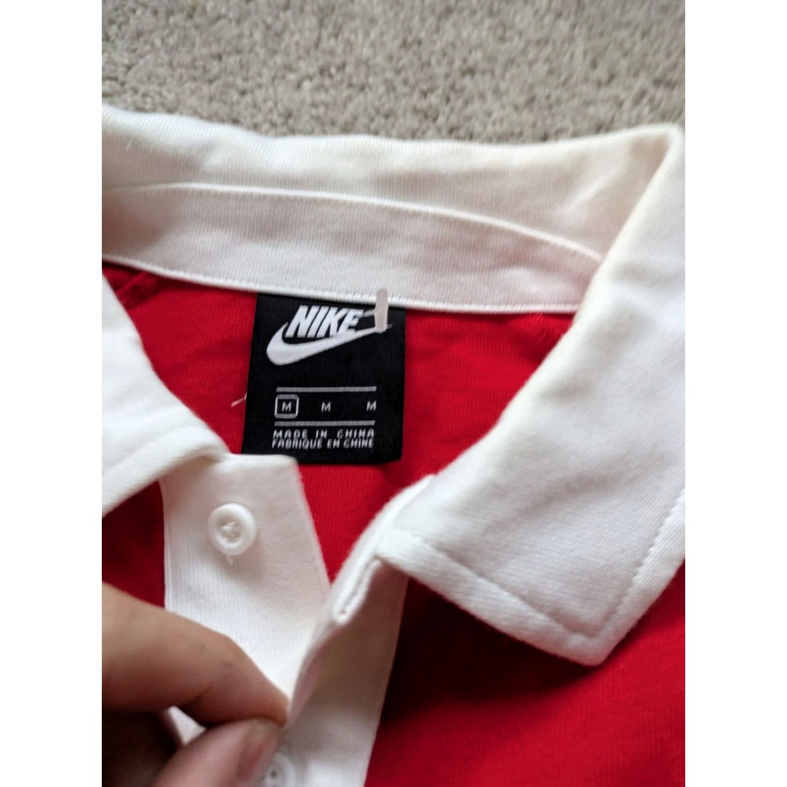 Nike Nike Rugby Swoosh Shirt Mens Medium Red Spell Out Long Sleeve Polo Size US M / EU 48-50 / 2 - 6 Thumbnail