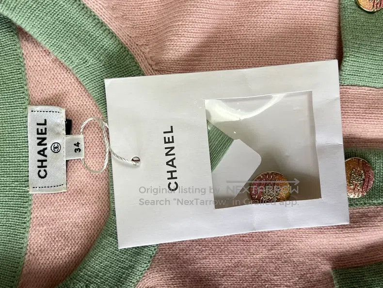 Chanel Chanel 24C pink and green cashmere knitted cardigan coat Size XXS / US 00 / IT 34 - 7 Thumbnail