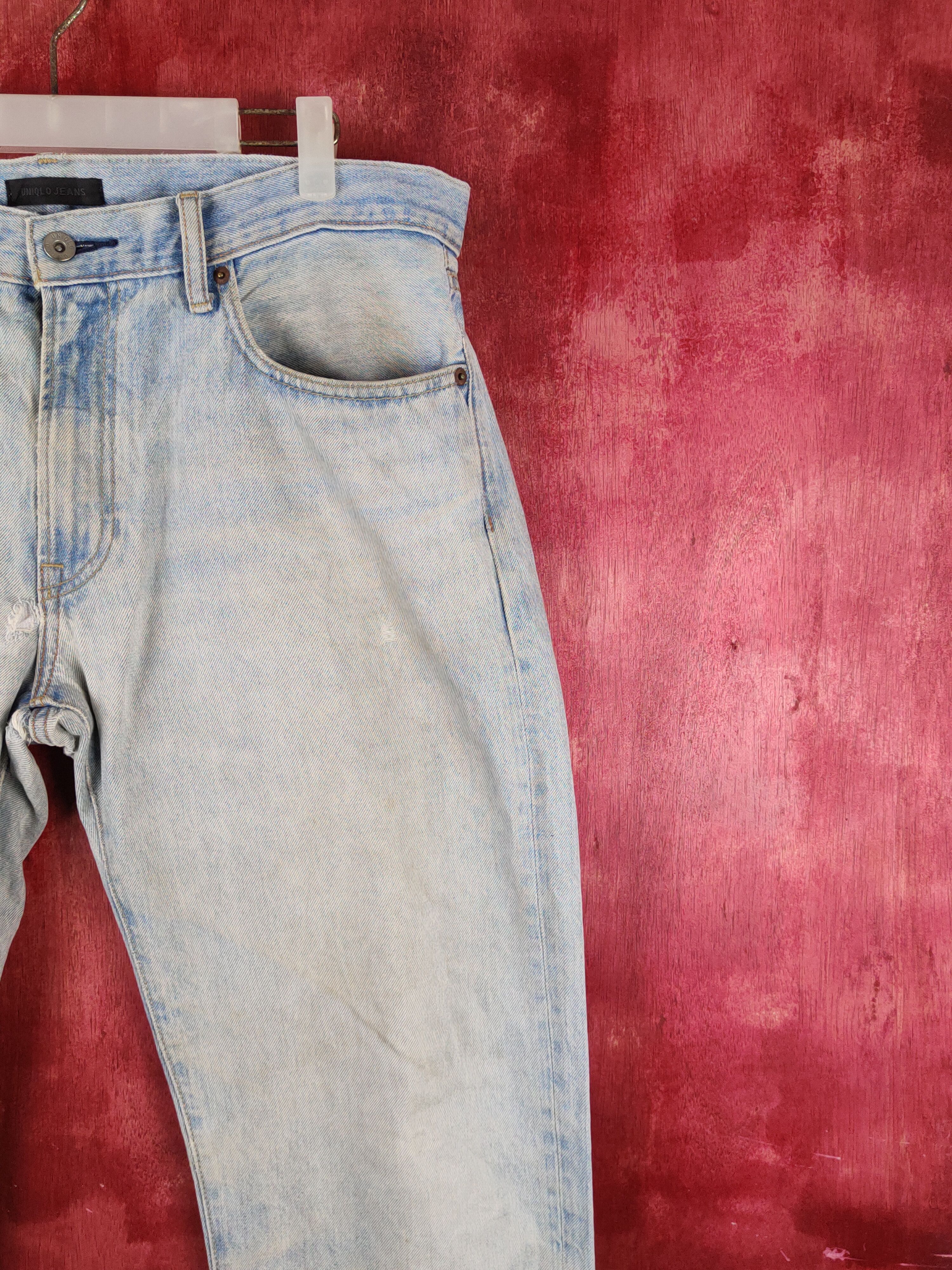 Japanese Brand Uniqlo Blue Faded Distressed Ripped Jeans #S2140 Size US 34 / EU 50 - 5 Thumbnail