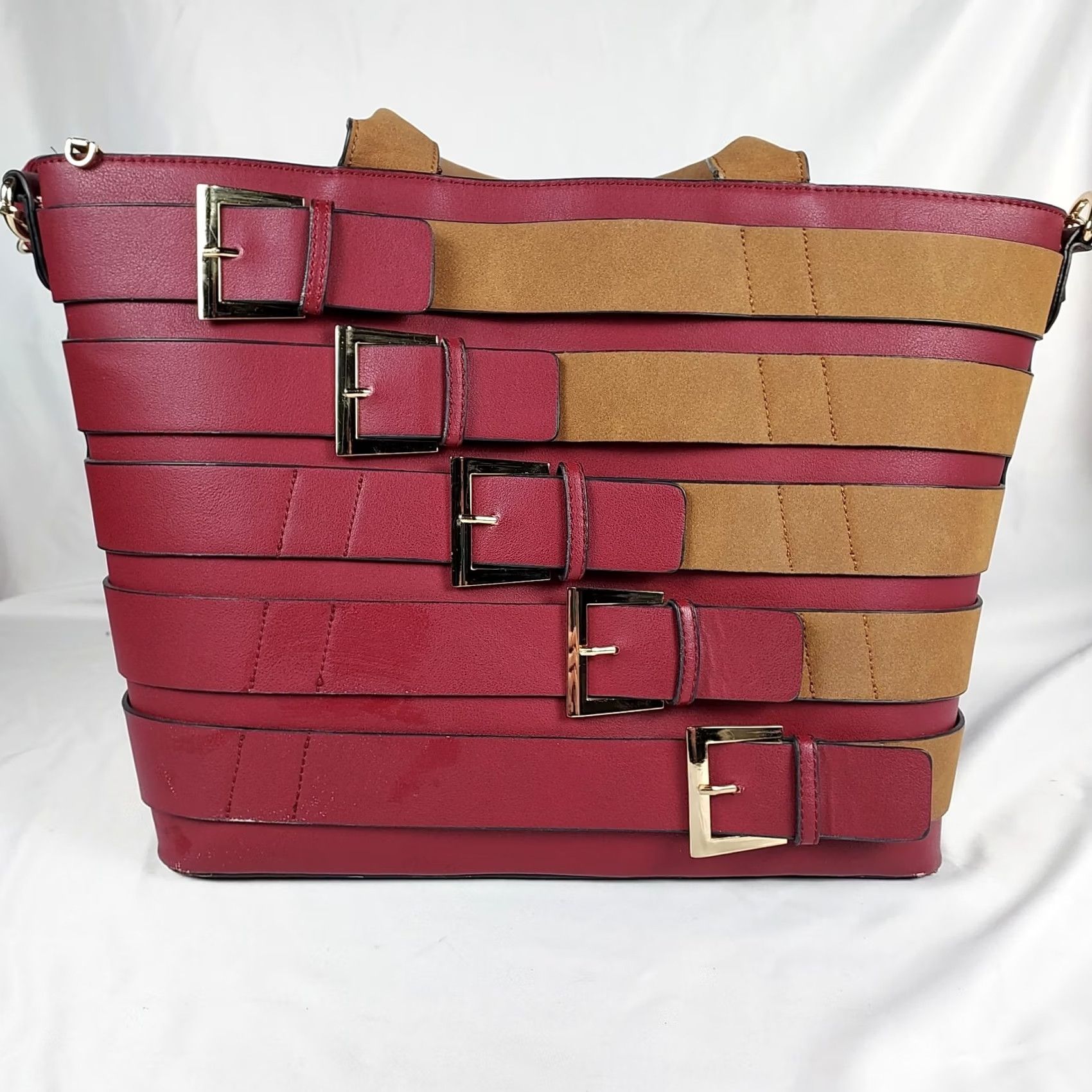 Vintage Dasein Red Buckle Tote Handbag Women Faux Leather Shoulder Bag Women Size ONE SIZE - 2 Thumbnail