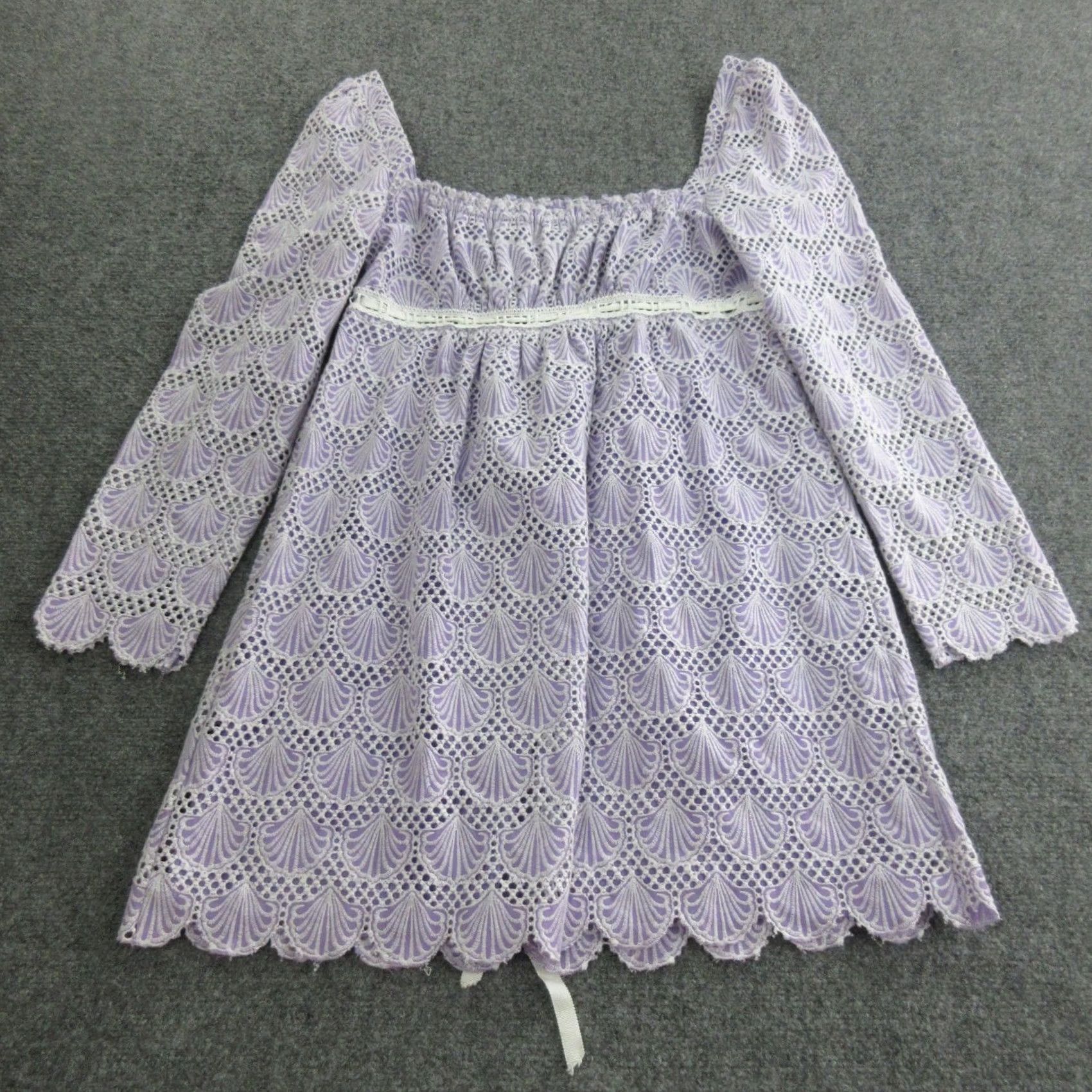 Saylor Saylor Dress Womens Small Purple Lace Square Neck Long Sleeve Boho Shift Short Size S / US 4 / IT 40 - 6 Thumbnail