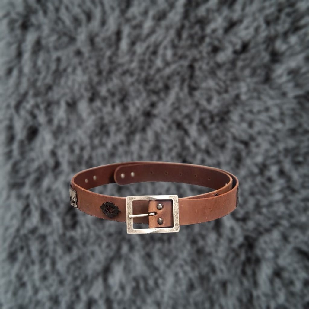 Etro VINTAGE Etro Leather belt Mens 90s logo cows buckle Brown Leather Dress Belt One Size Brown ETRO Mens Belt Size ONE SIZE - 1 Thumbnail