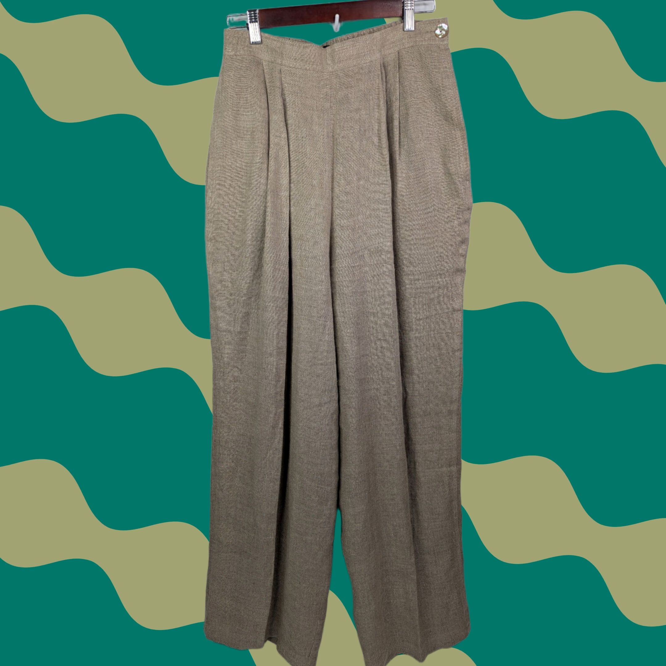 Nordstrom Classiques for Nordstrom Linen Baggy Wide-Leg Pants Beige 12 Womens Paperbag Size 12 Clothing Linen Pant Size 34" / US 12 / IT 48 - 1 Thumbnail
