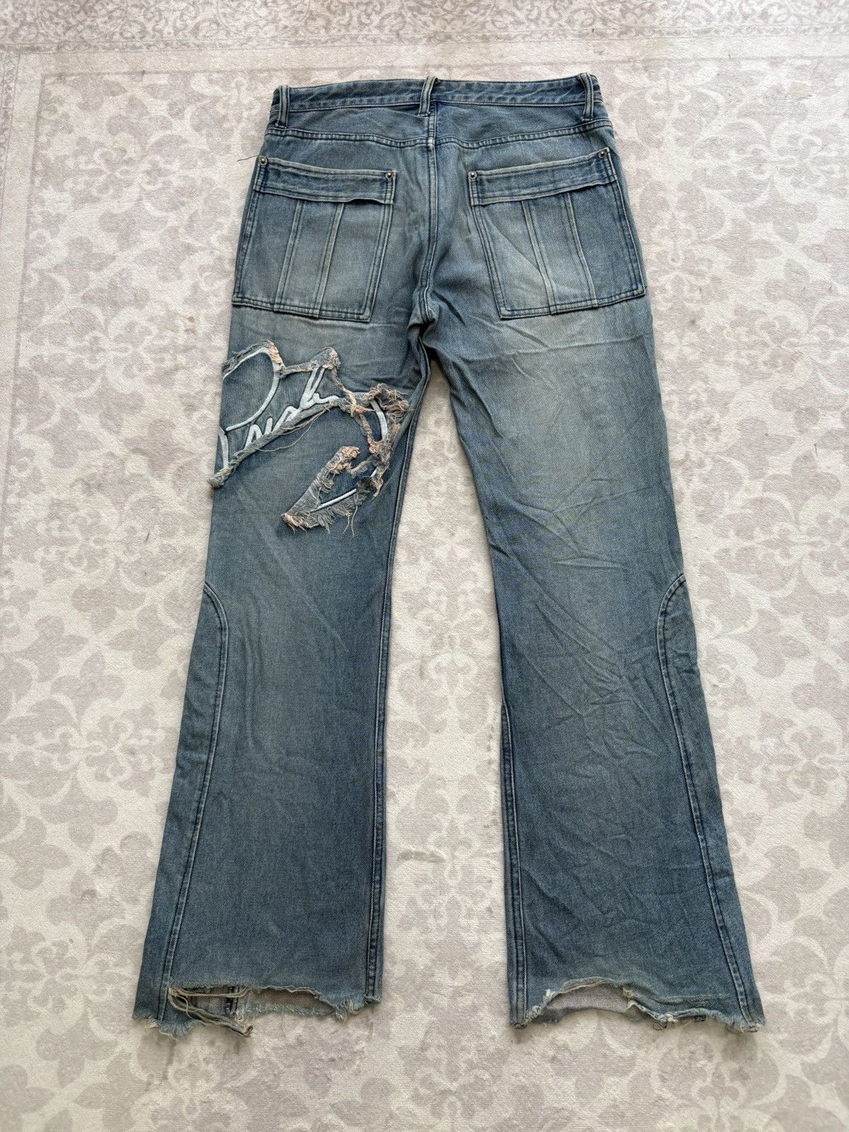 PPFM PPFM Archival Double Waist Studded Flare/Distressed Denim Size US 30 / EU 46 - 3 Thumbnail
