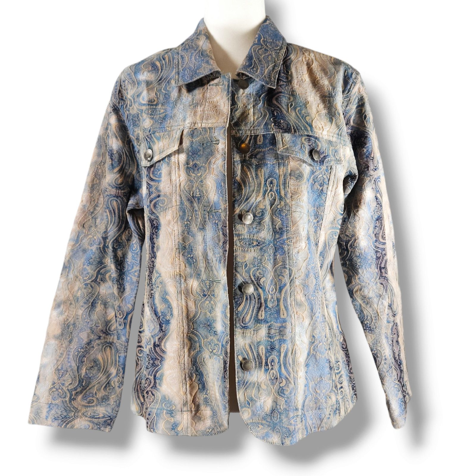 Other EUC Analogy Textured Embroidered Boho Button Up Jacket Sz XL Size XL / US 12-14 / IT 48-50 - 2 Thumbnail