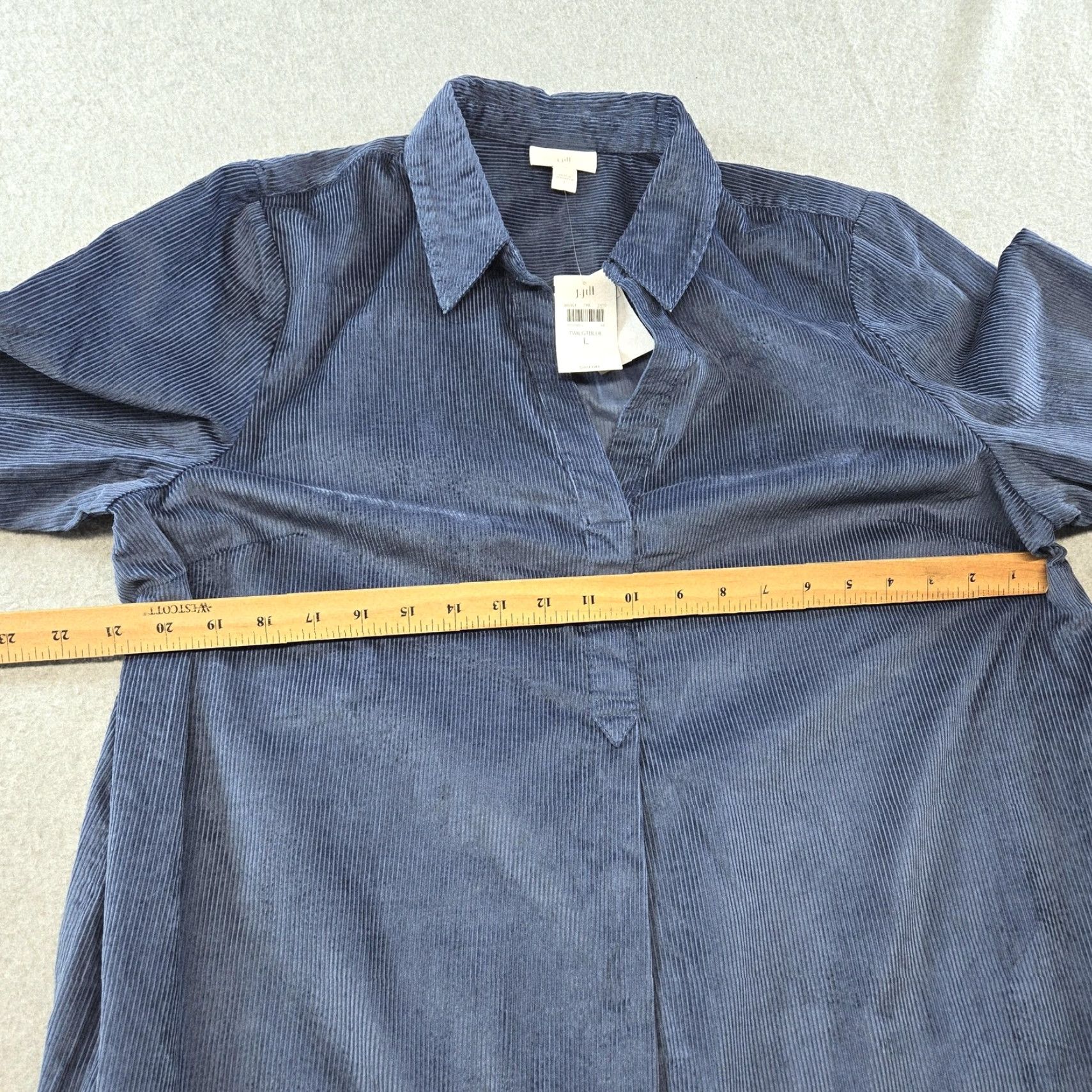 J. Jill J. Jill Blouse Womens L Blue Tunic Collared Long Sleeve Corduroy Pullover Size L / US 10 / IT 46 - 7 Thumbnail