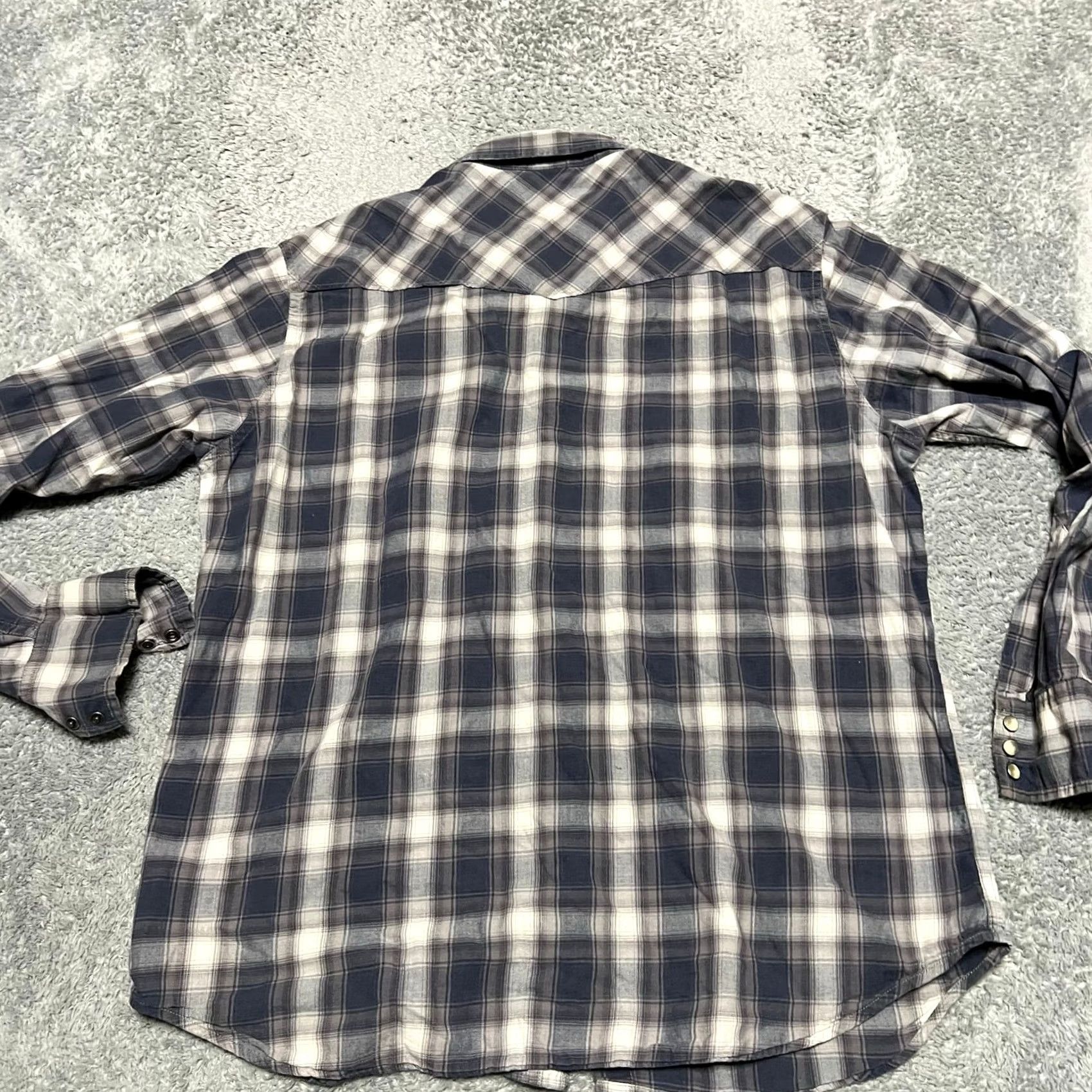 Lucky Brand Lucky Brand Shirt Mens Large Blue Plaid Western Pearl Snap Long Sleeve Size US L / EU 52-54 / 3 - 3 Thumbnail