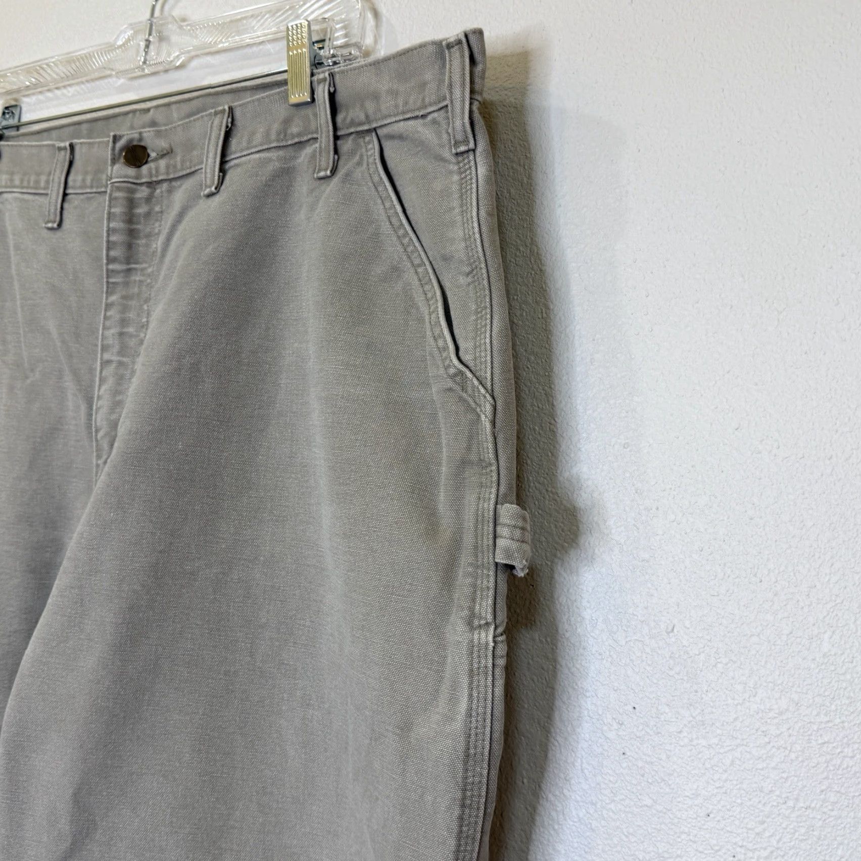Carhartt VINTAGE Carhartt Carpenter Pants Mens 44x30 Beige Duck Dungaree Fit 100% Cotton B11 Workwear Size US 44 / EU 60 - 2 Thumbnail