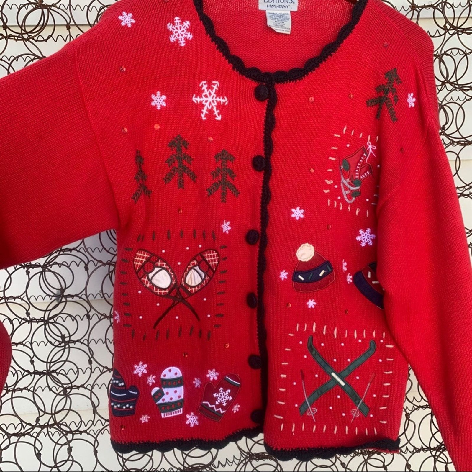 Vintage Vintage Basic Editions knit ugly Christmas cardigan SMALL Size S / US 4 / IT 40 - 2 Thumbnail