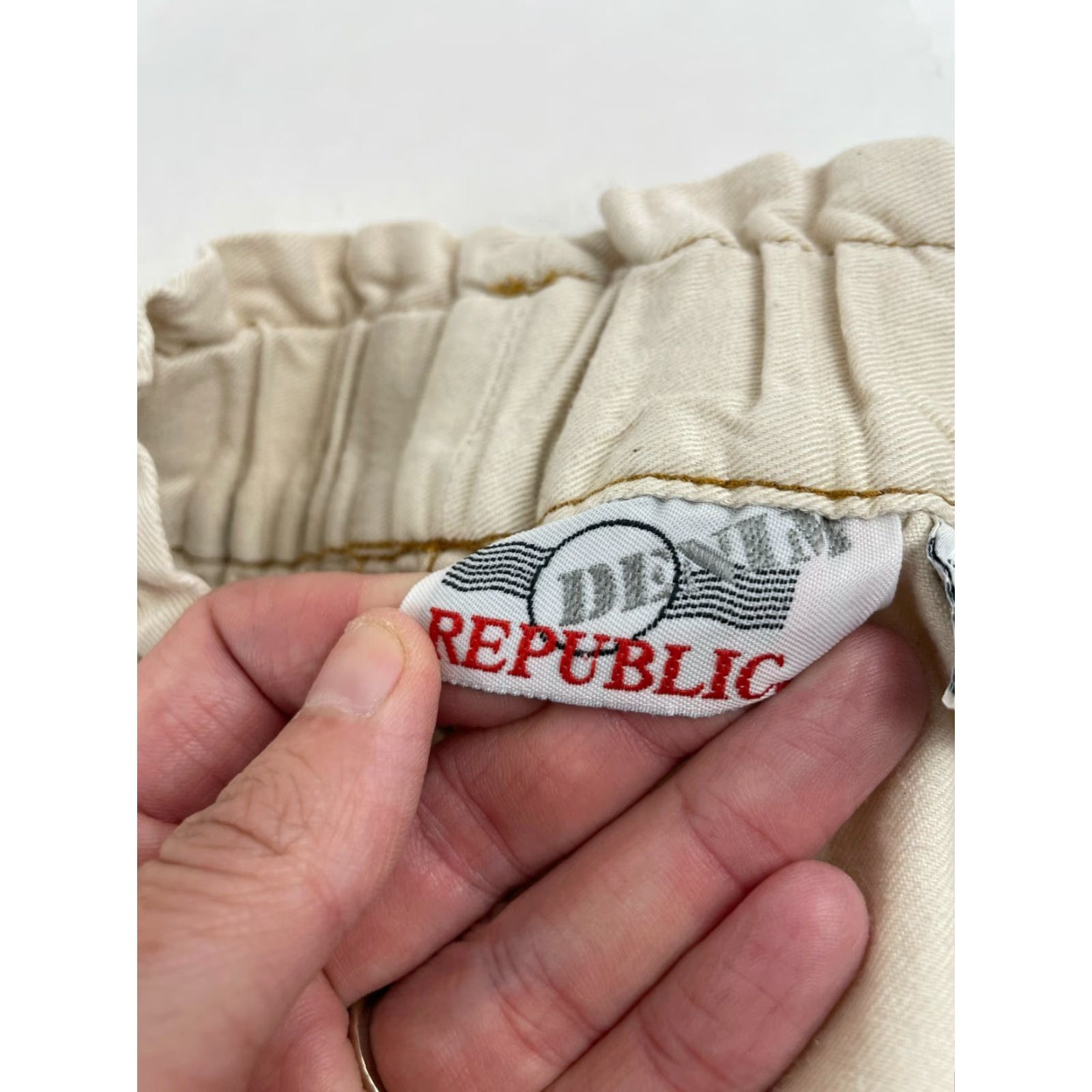 New Republic Republic Shorts Women's Large Tan Vintage Denim High Rise Pull on 100% Cotton Chino Casual Size 28" / US 6 / IT 42 - 6 Thumbnail