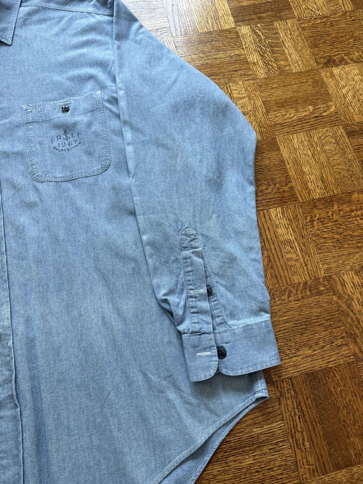 Polo Ralph Lauren Vintage Polo Ralph Lauren Stenciled Dungaree Work Shirt Size US XL / EU 56 / 4 - 5 Thumbnail