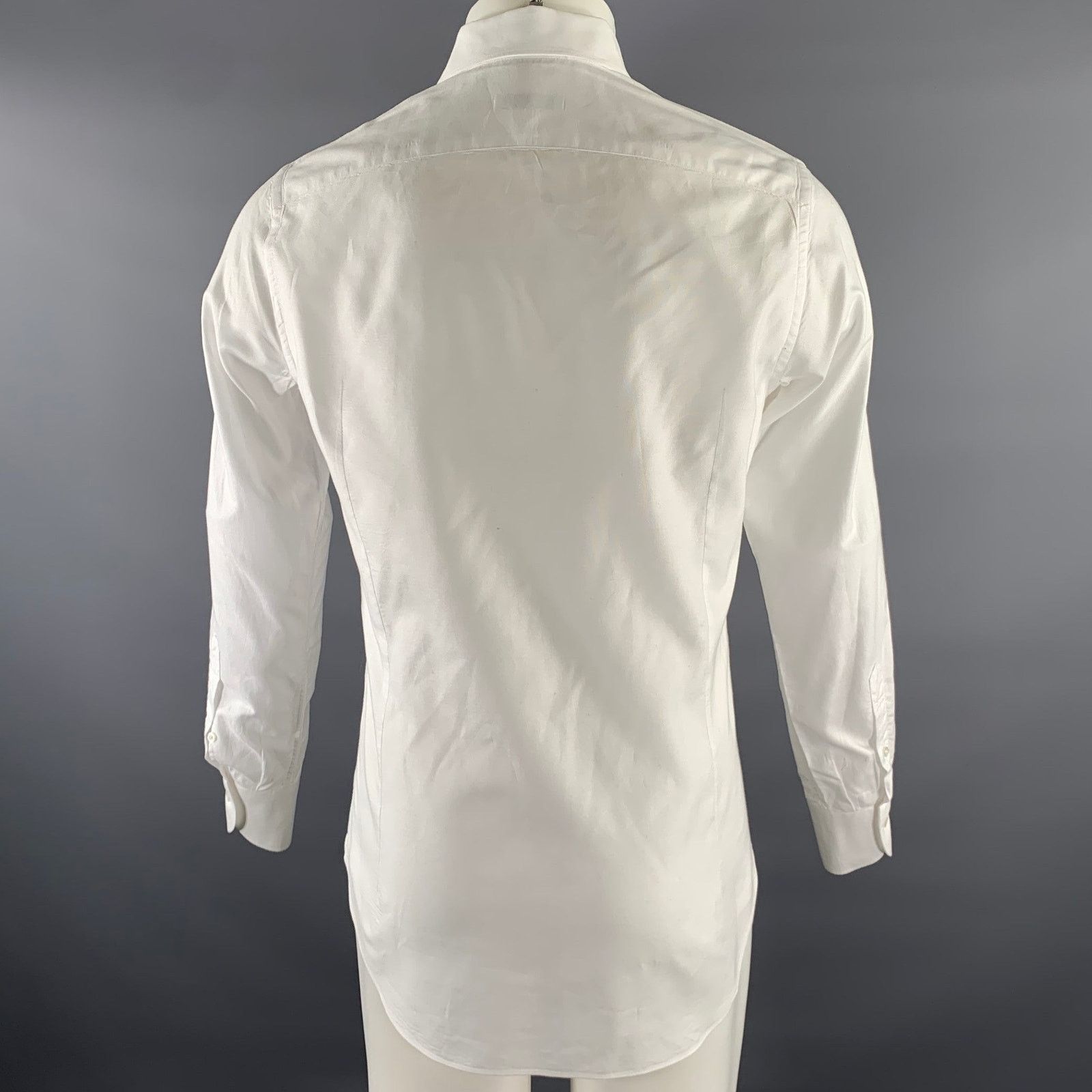 Boglioli BOGLIOLI White Cotton Cutaway Collar Long Sleeve Shirt Size US S / EU 44-46 / 1 - 3 Thumbnail