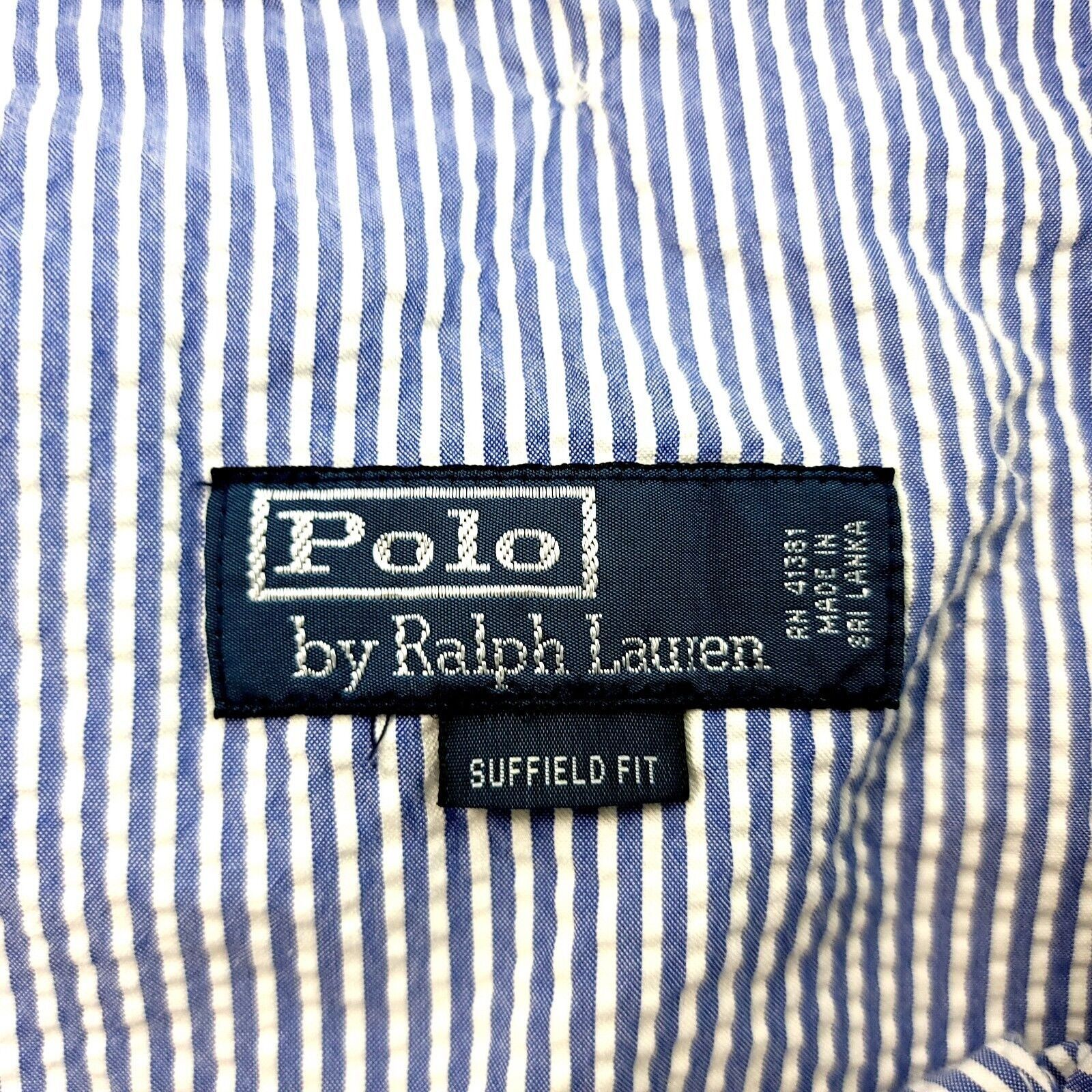 Polo Ralph Lauren Polo Ralph Lauren Suffield Fit Blue White Striped Seersucker Size US 36 / EU 52 - 6 Thumbnail