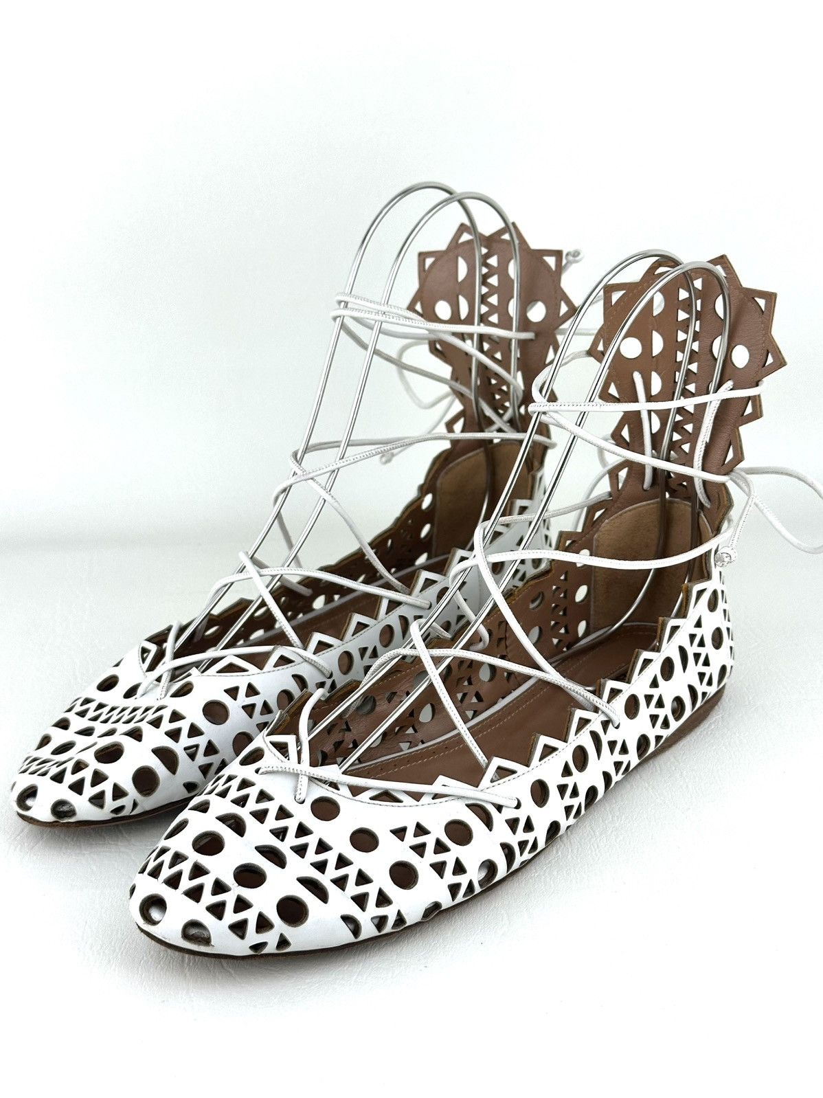 Alaia ALAIA Cut-Out Lace Up Ballet Flats Size US 7 / IT 37 - 5 Thumbnail