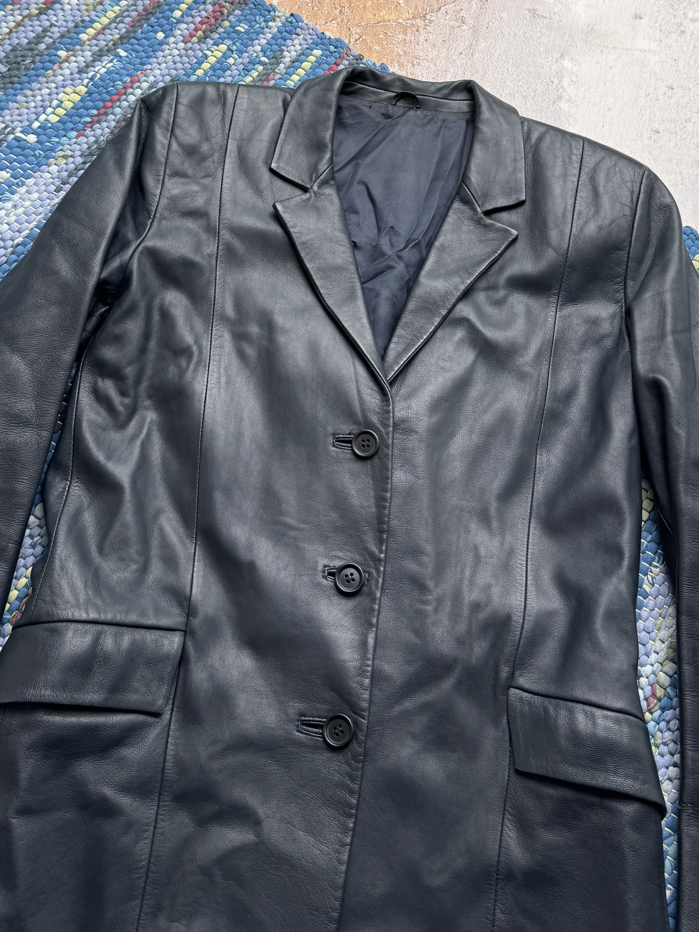 Vintage Vintage Real Leather Jacket Tailored Button Front Blazer Size M / US 6-8 / IT 42-44 - 2 Thumbnail