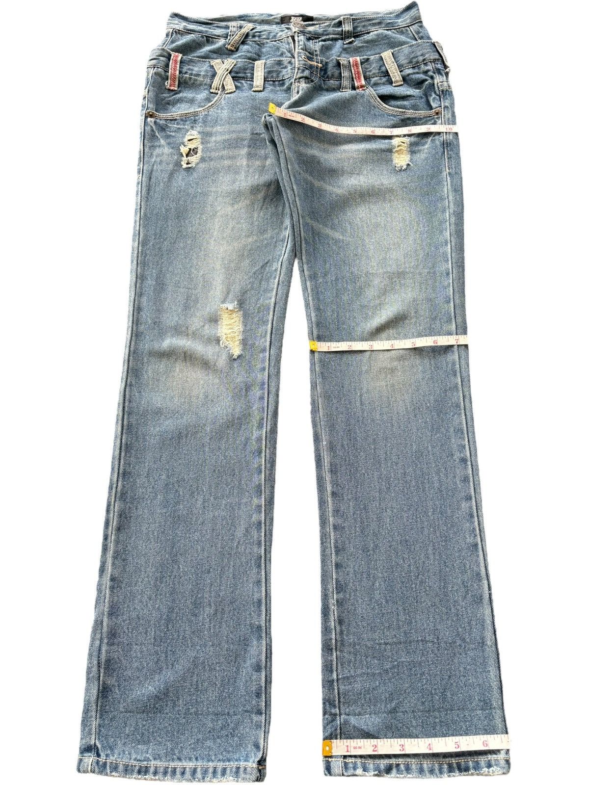 Diesel Vintage Japanese Brand Double Waist Distressed Jeans Size 30" / US 8 / IT 44 - 8 Thumbnail