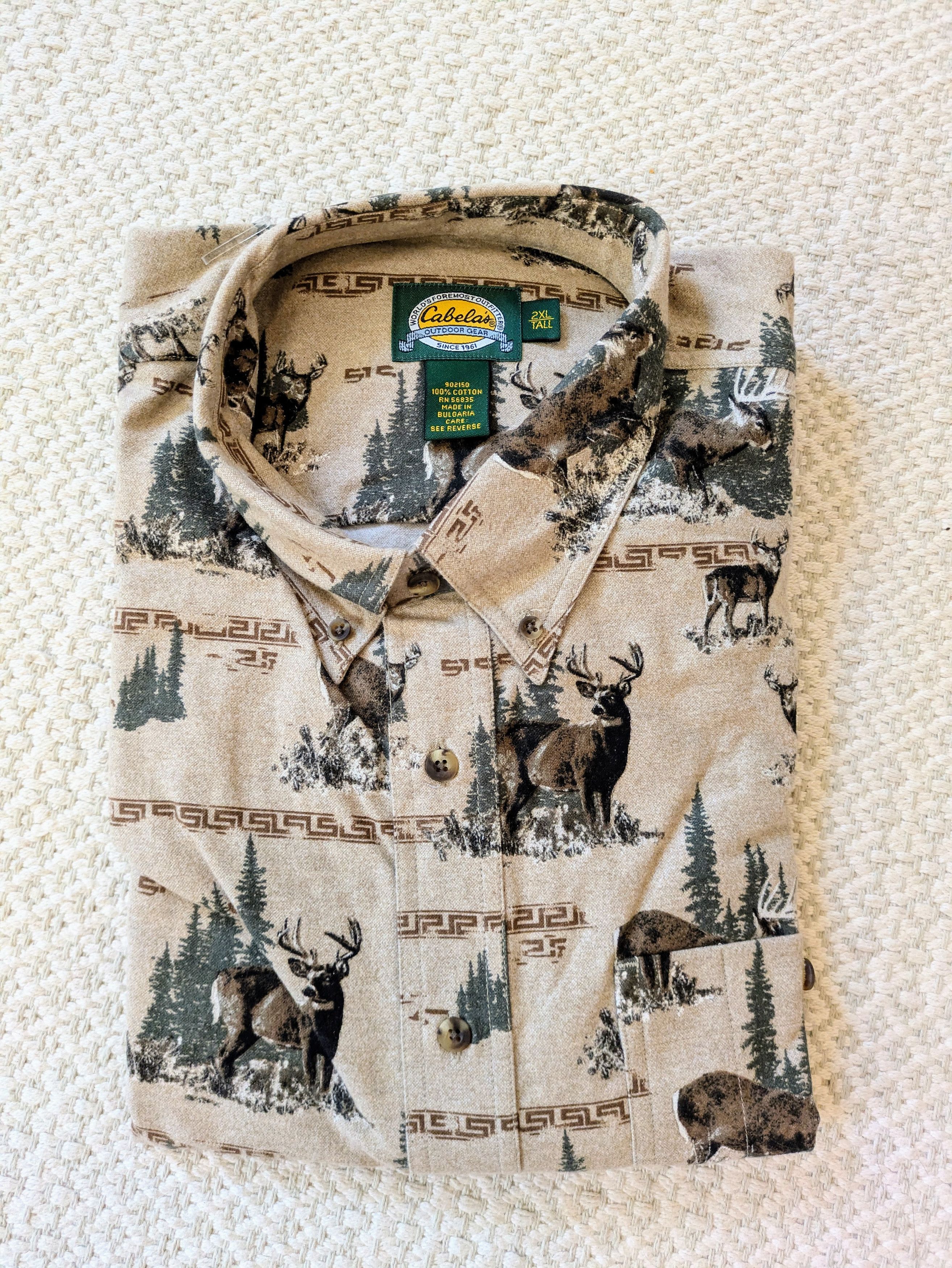 Cabelas Cabela's Tan Wildlife Print Men's Shirt 2XL Tall Size US XXL / EU 58 / 5 - 1 Thumbnail
