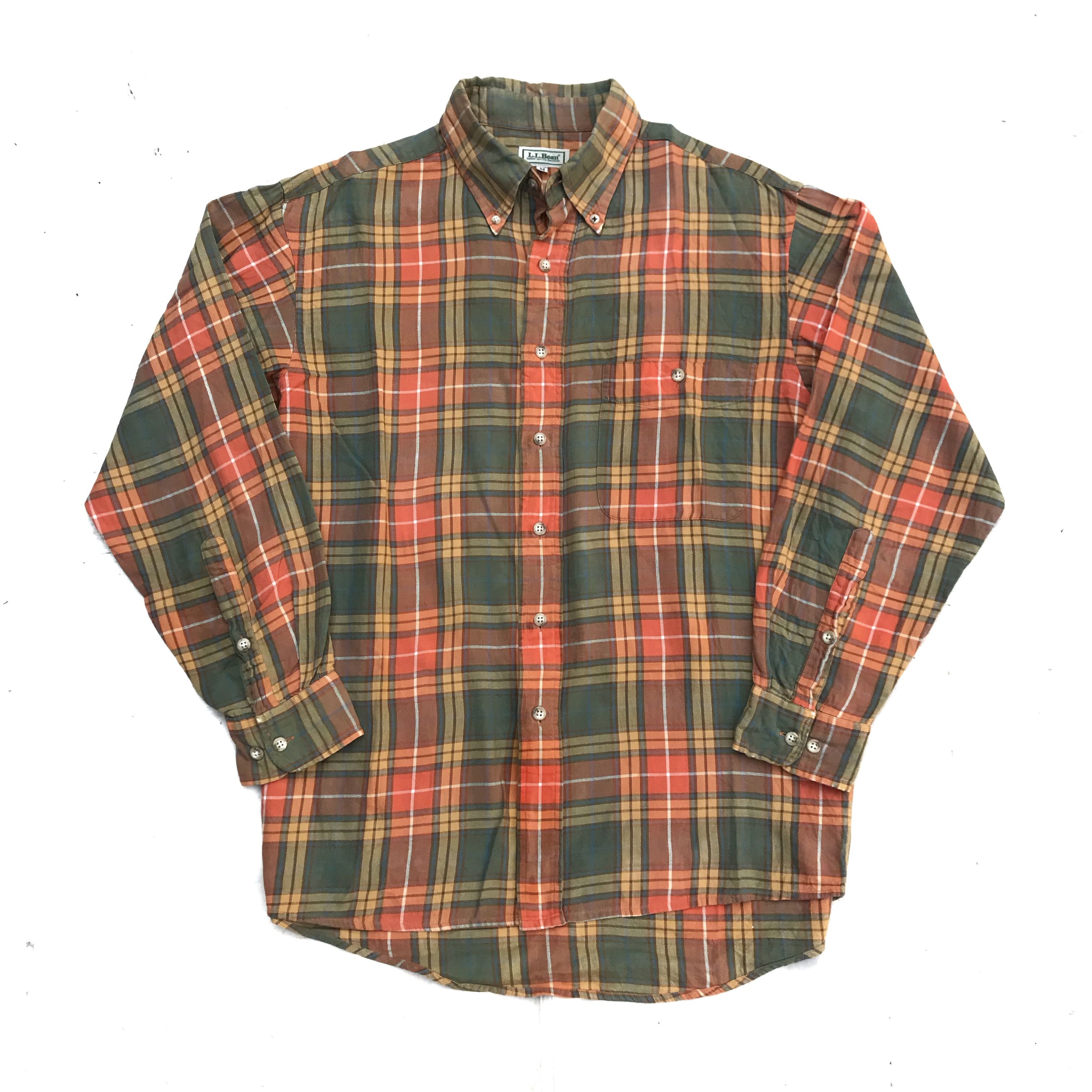 L.L. Bean Vintage LL Bean Summer Shirt Green orange long sleeves butt Size US M / EU 48-50 / 2 - 17 Thumbnail