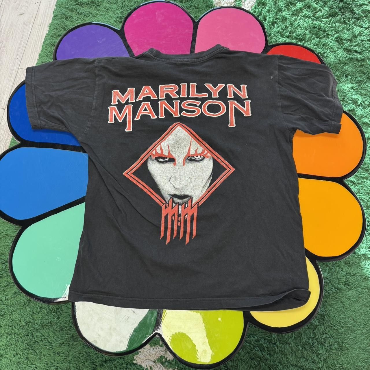 Vintage Vintage 90s Marilyn Manson Huge Face Band T-Shirt Size US L / EU 52-54 / 3 - 6 Thumbnail
