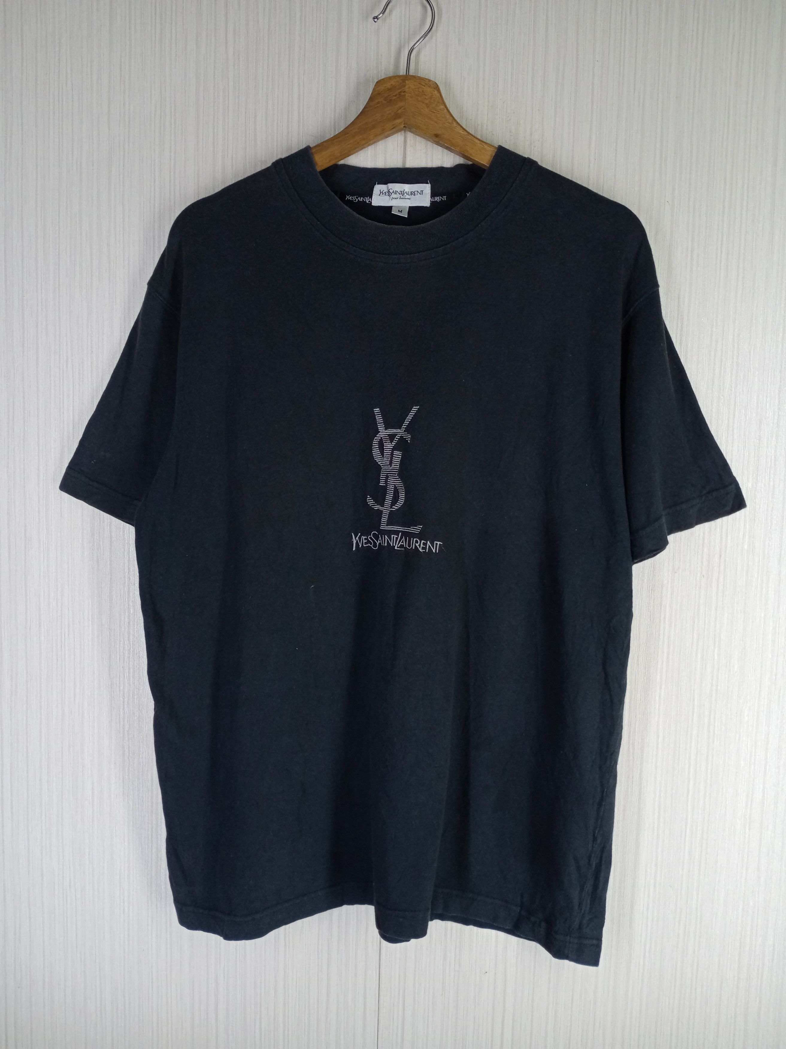 Yves Saint Laurent Rare Vintage Yves Saint Laurent Embroidery Logo Tee Size US M / EU 48-50 / 2 - 2 Thumbnail