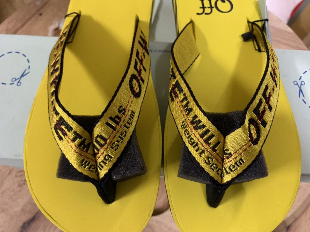 Off-White Off-White Industrial Logo Flip Flops Yellow/Black Size US 9.5 / EU 42-43 - 5 Thumbnail