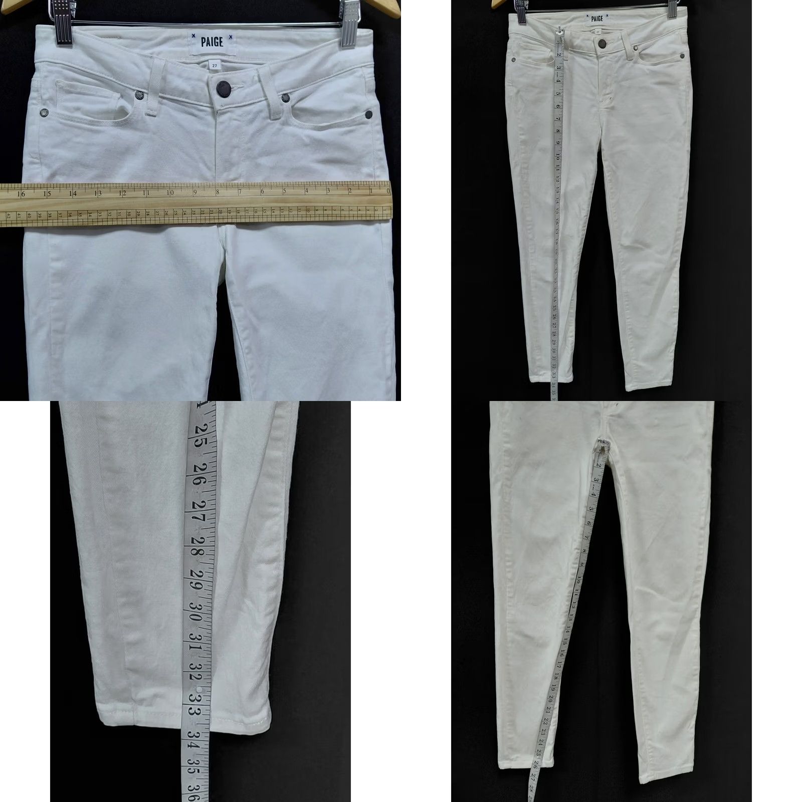Paige PAIGE Verdugo Crop Jeans White Slim Women 27 Solid Denim Cotton Blend Stretch Skinny Color White 27 Womens Size 27" / US 4 / IT 40 - 8 Thumbnail