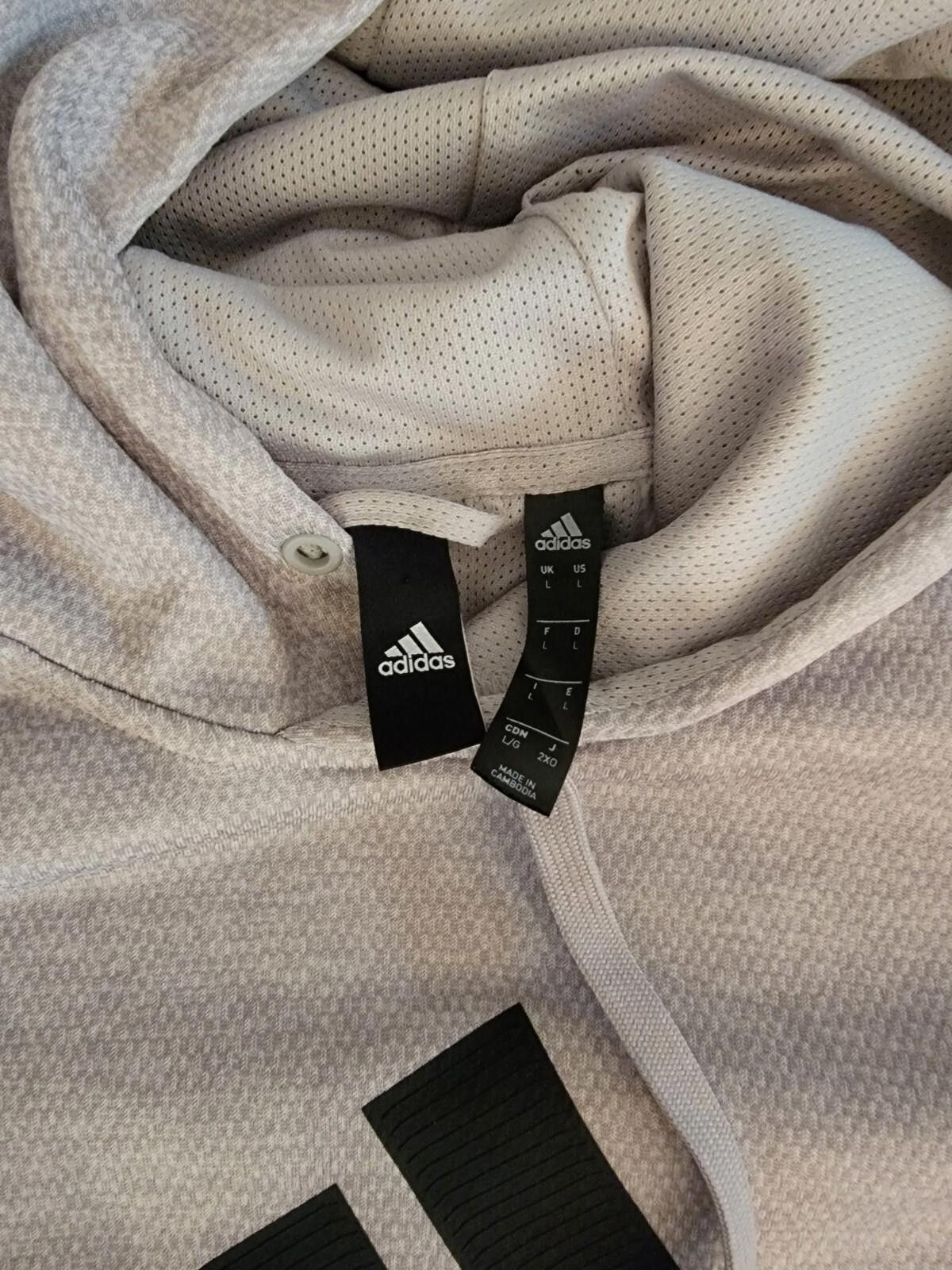 Adidas Adidas Mens Pullover Hoodie Sweater Light Gray Black Size L Size US L / EU 52-54 / 3 - 6 Thumbnail