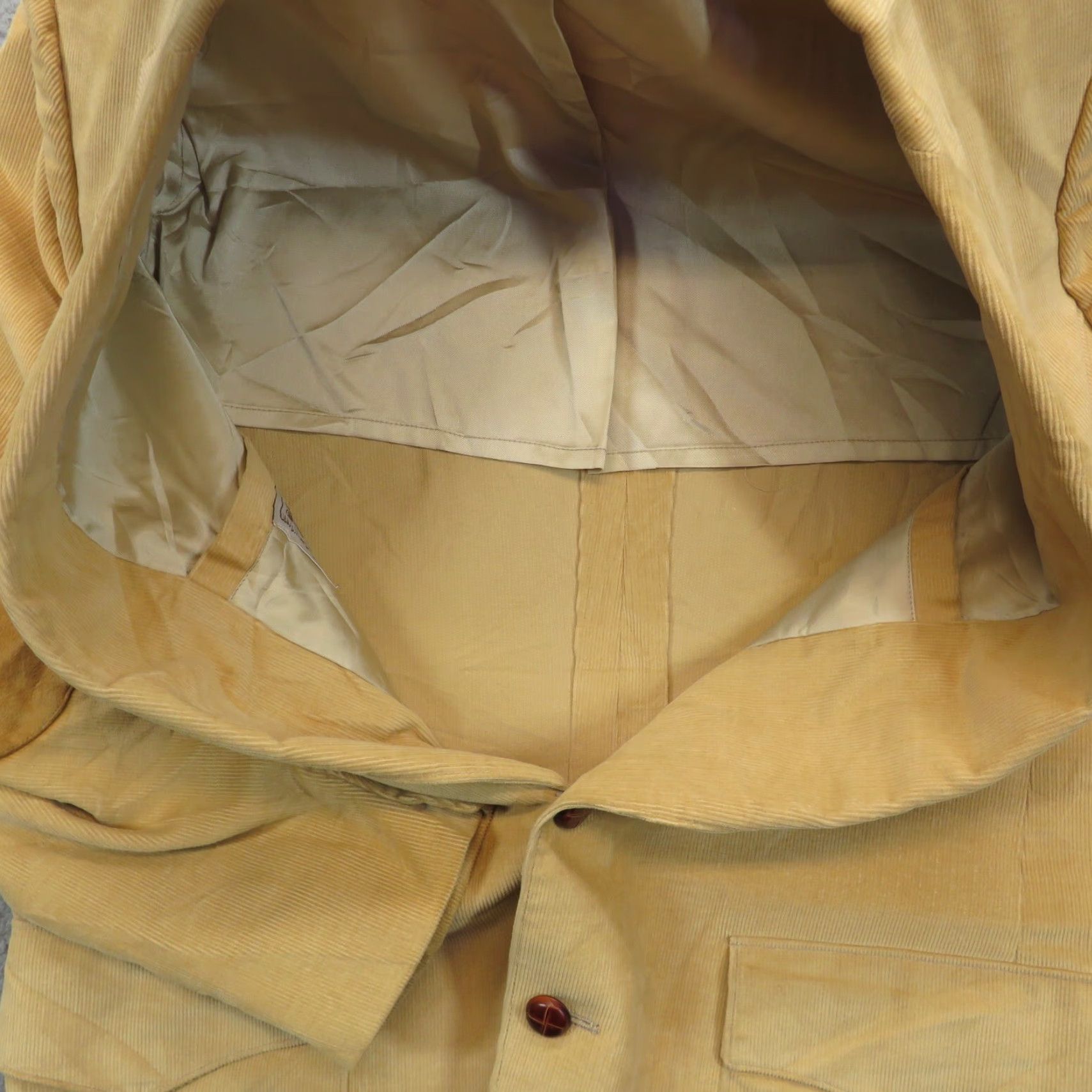 Vintage VINTAGE H Bar C Blazer Mens 42 Corduroy Jacket Suede Elbow Patch Western Ranchwear Khaki Size 42R - 7 Thumbnail