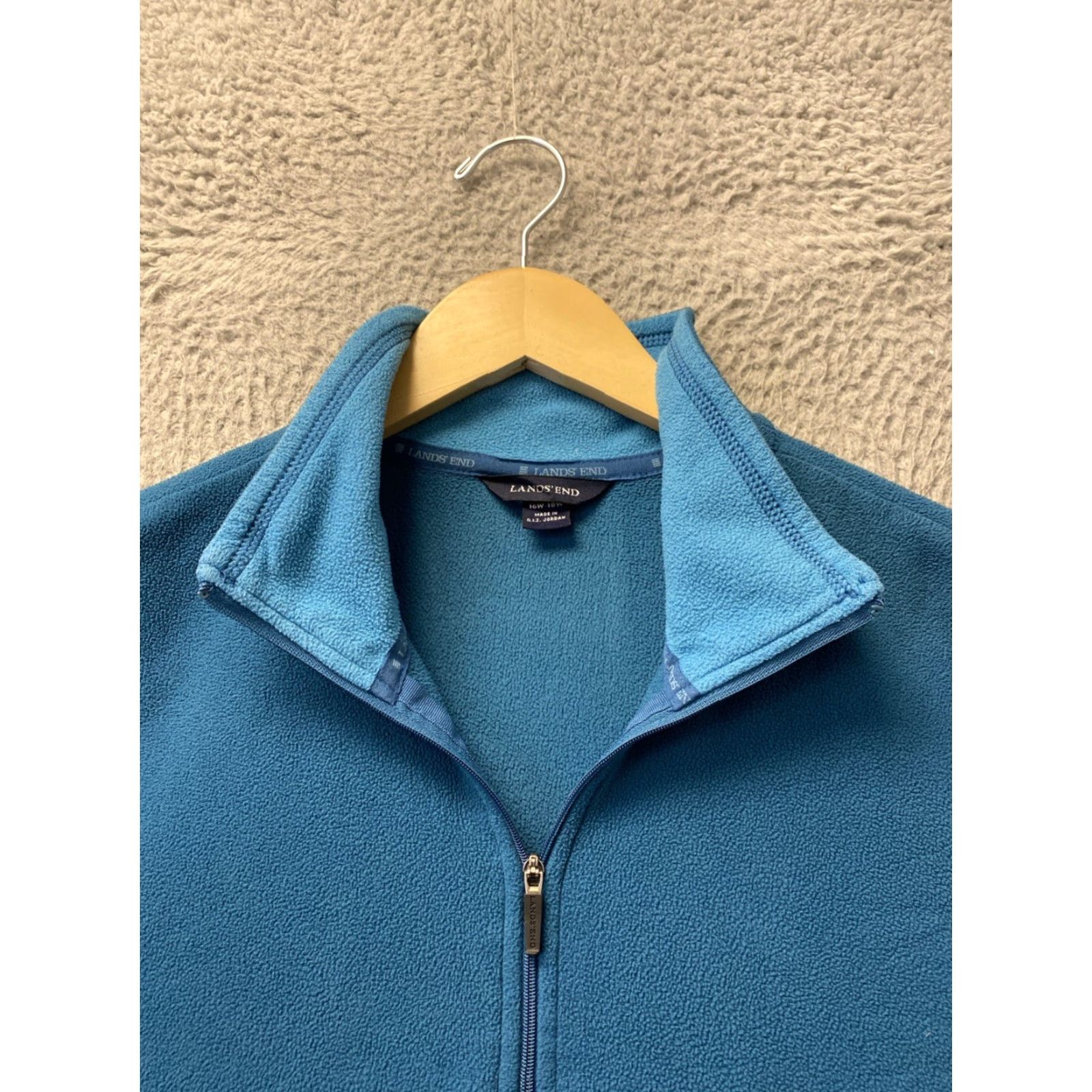 Lands' End Lands' End Lands End 1X Dark Aqua Fleece Jacket Zip Pockets Lightweight /153-24 Polyester Solid 1/4 Zip Slim Fleece Jacket Women Plus Size Size XL / US 12-14 / IT 48-50 - 2 Thumbnail