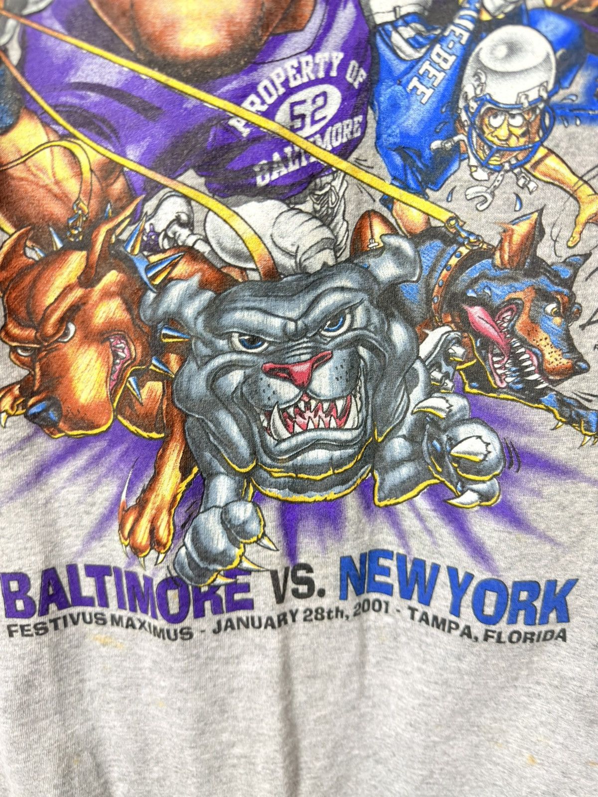 Vintage Baltimore Ravens Who Let The Dog Out Caricature T-Shirt 2001 Size US L / EU 52-54 / 3 - 4 Thumbnail