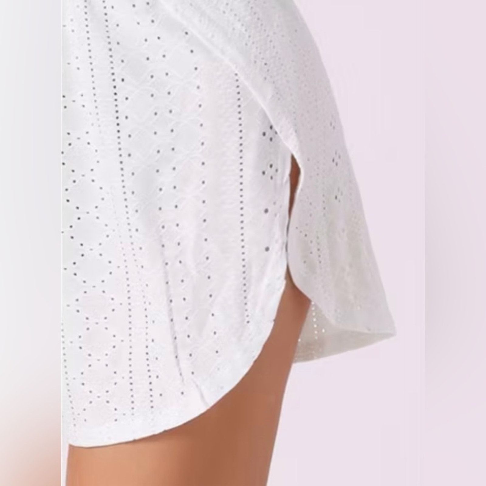 Other New Y2K White Eyelet Long Sleeve and Shorts Set size S/M Size S / US 4 / IT 40 - 3 Thumbnail