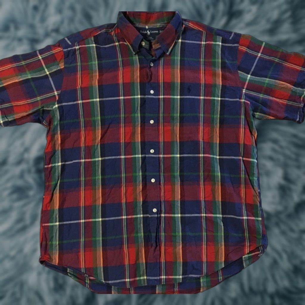 Polo Ralph Lauren VINTAGE Polo Ralph Lauren Shirt XL Plaid Button-Up 90s Grunge Blue Red Mens XL Size US XL / EU 56 / 4 - 1 Thumbnail