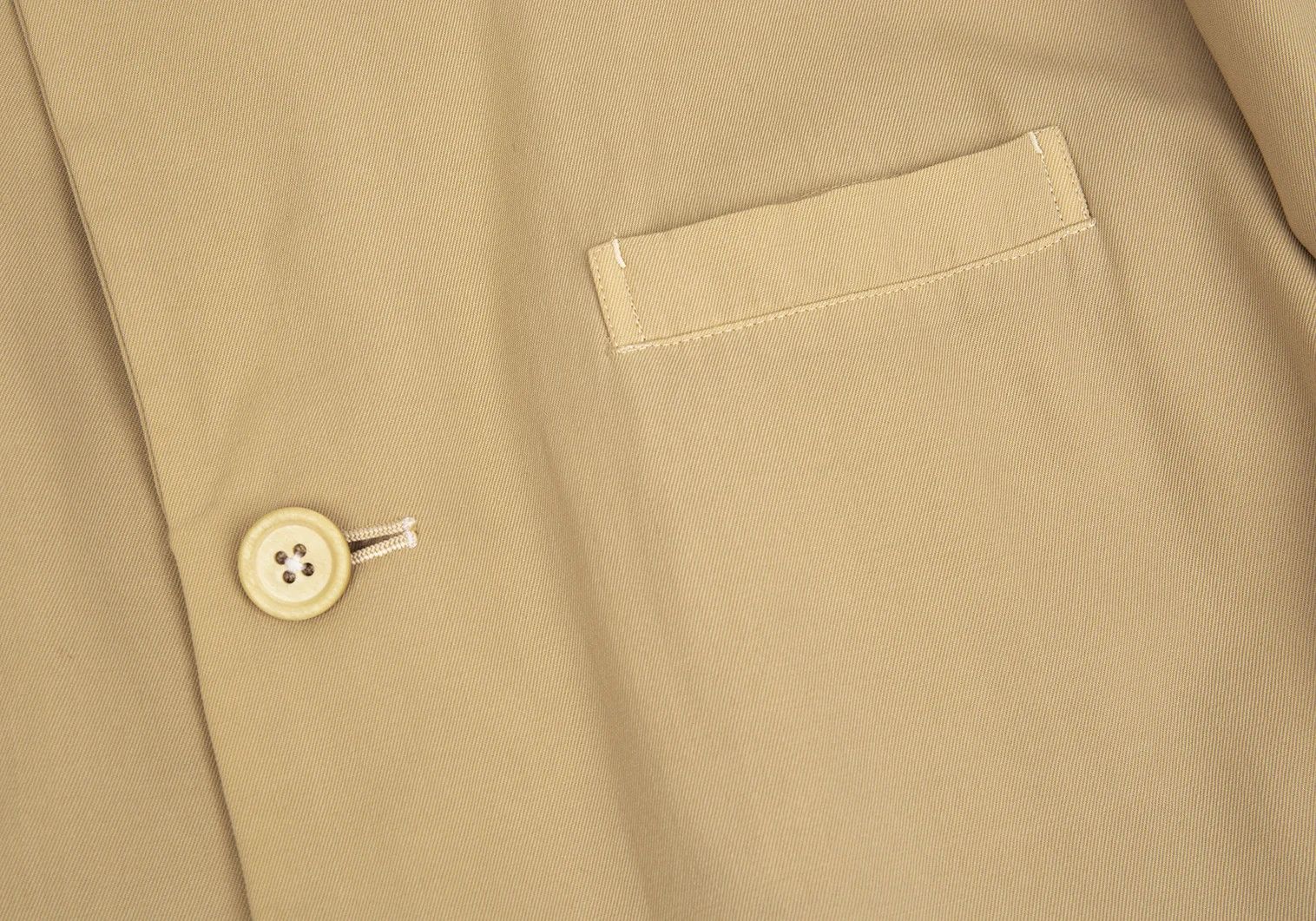 Yohji Yamamoto Yohji Yamamoto Beige No-Collar Wool Gabardine Jacket Size US M / EU 48-50 / 2 - 6 Thumbnail