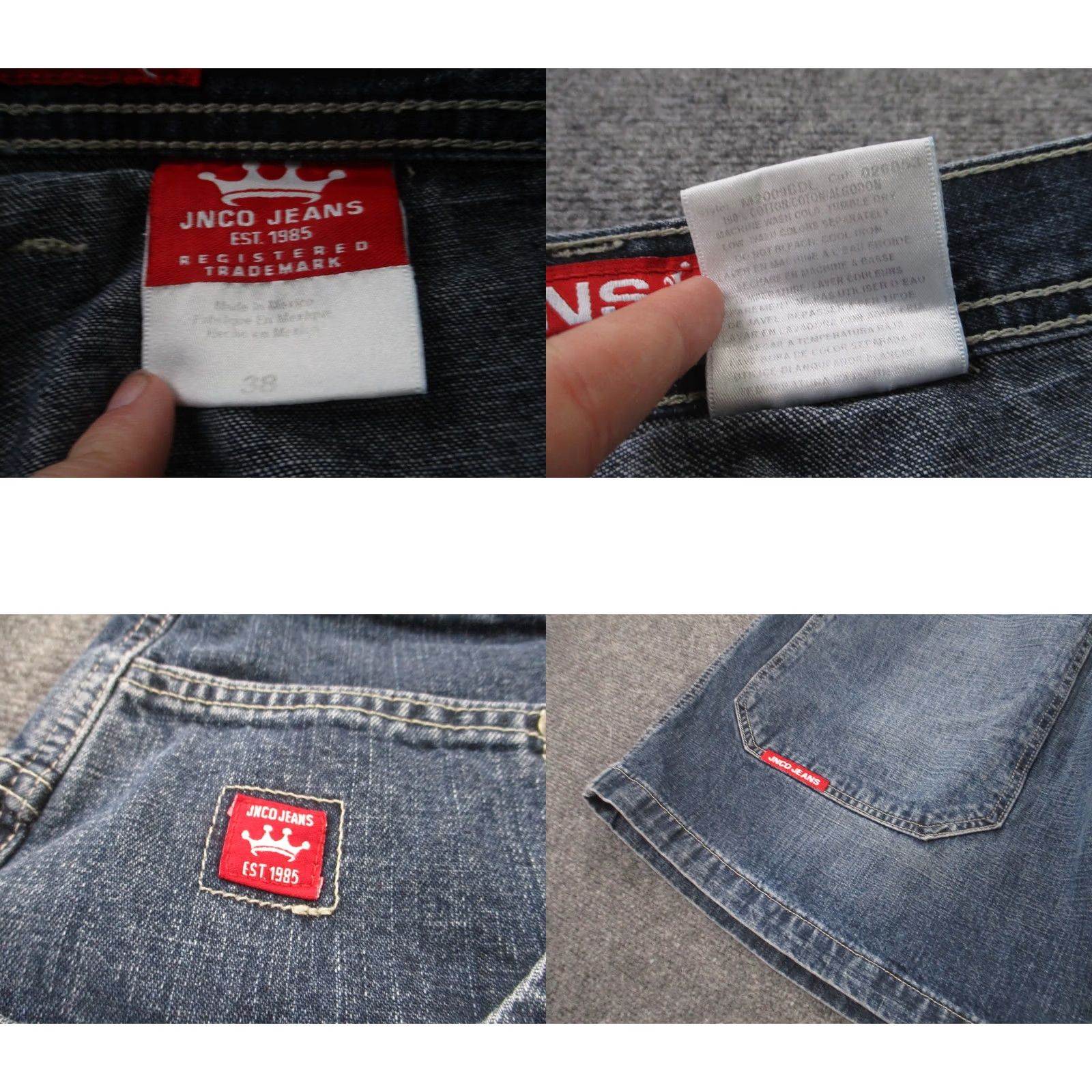 JNCO JNCO Jeans Shorts 38 Blue Denim Bermuda Mens Wide Leg Logo Dragon Embroided Skater Y2K Size US 36 / EU 52 - 8 Thumbnail
