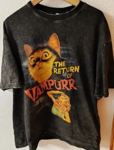 Japanese Brand × Vintage Funny Vampurr Tshirt Scary Cat Graphic Tees Tops Size US L / EU 52-54 / 3 - 5 Thumbnail