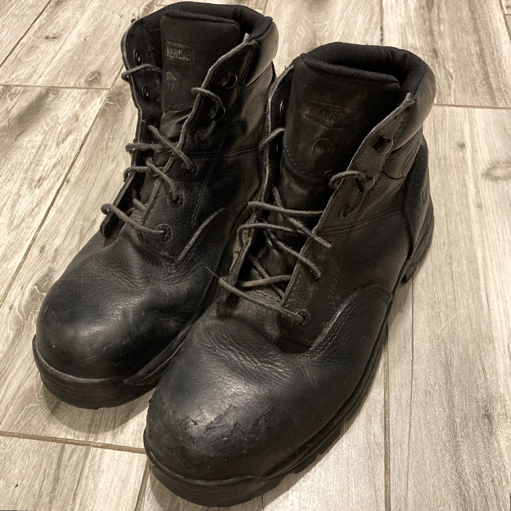 Vintage VINTAGE? (No) Wolverine Boots Men Leather Black Size 11.5 ASTM F2413-11 Construction Leather W08790 Mens Boots Black Leather 11.5 Size US 12 / EU 45 - 2 Thumbnail