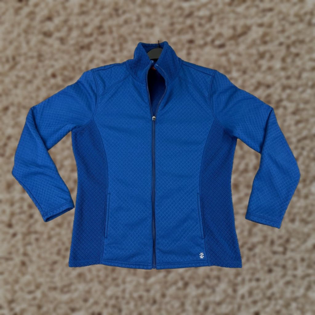 Izod IZOD Sweater Womens Medium Blue Full Zip Mock Neck Polyester Golf Golfer Ladies Shirt Womens M Blue 90s? Size M / US 6-8 / IT 42-44 - 1 Thumbnail
