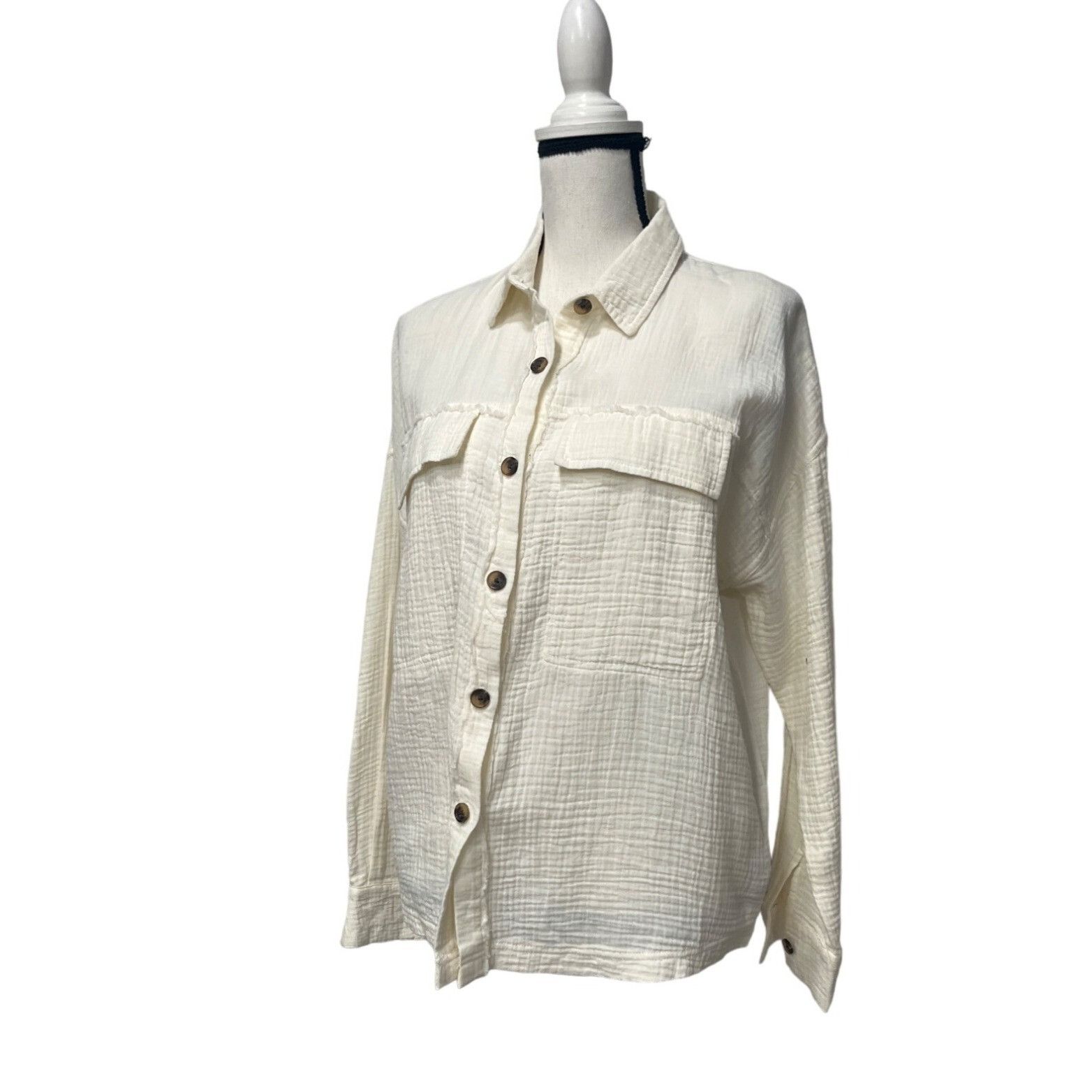 UNIONBAY Supplies by UNIONBAY Crinkle Gauze Button Front Shirt Jacket Size M / US 6-8 / IT 42-44 - 4 Thumbnail