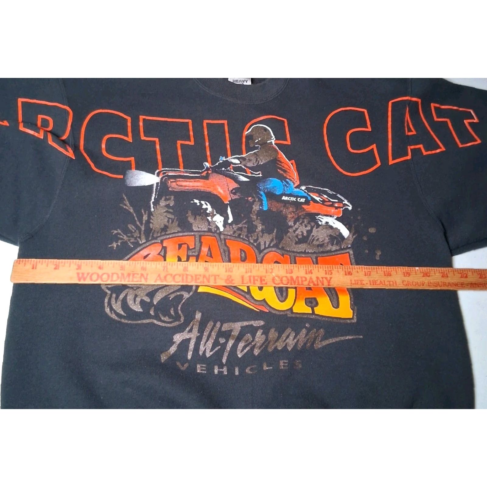Fruit Of The Loom VINTAGE Arctic Cat Bearcat Sweatshirt Large Graphic Glitter Crewneck USA Mens L Black Cotton Blend Knit Pullover 90s ATV Bearcat Graphic - Vintage 90s Size US L / EU 52-54 / 3 - 7 Thumbnail