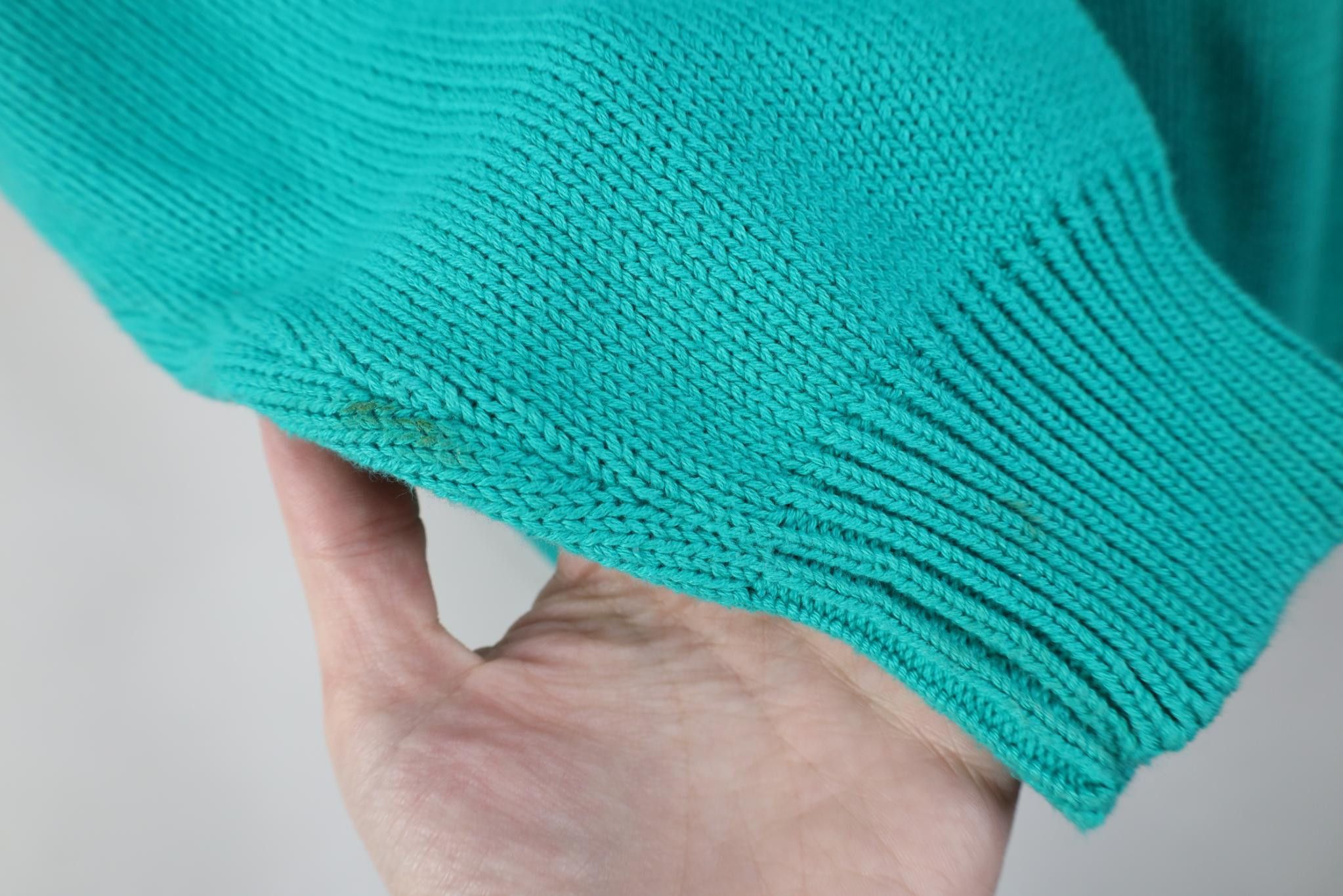 Vintage Vintage 90s Streetwear Cotton Knit Crewneck Sweater Teal Size S / US 4 / IT 40 - 6 Thumbnail