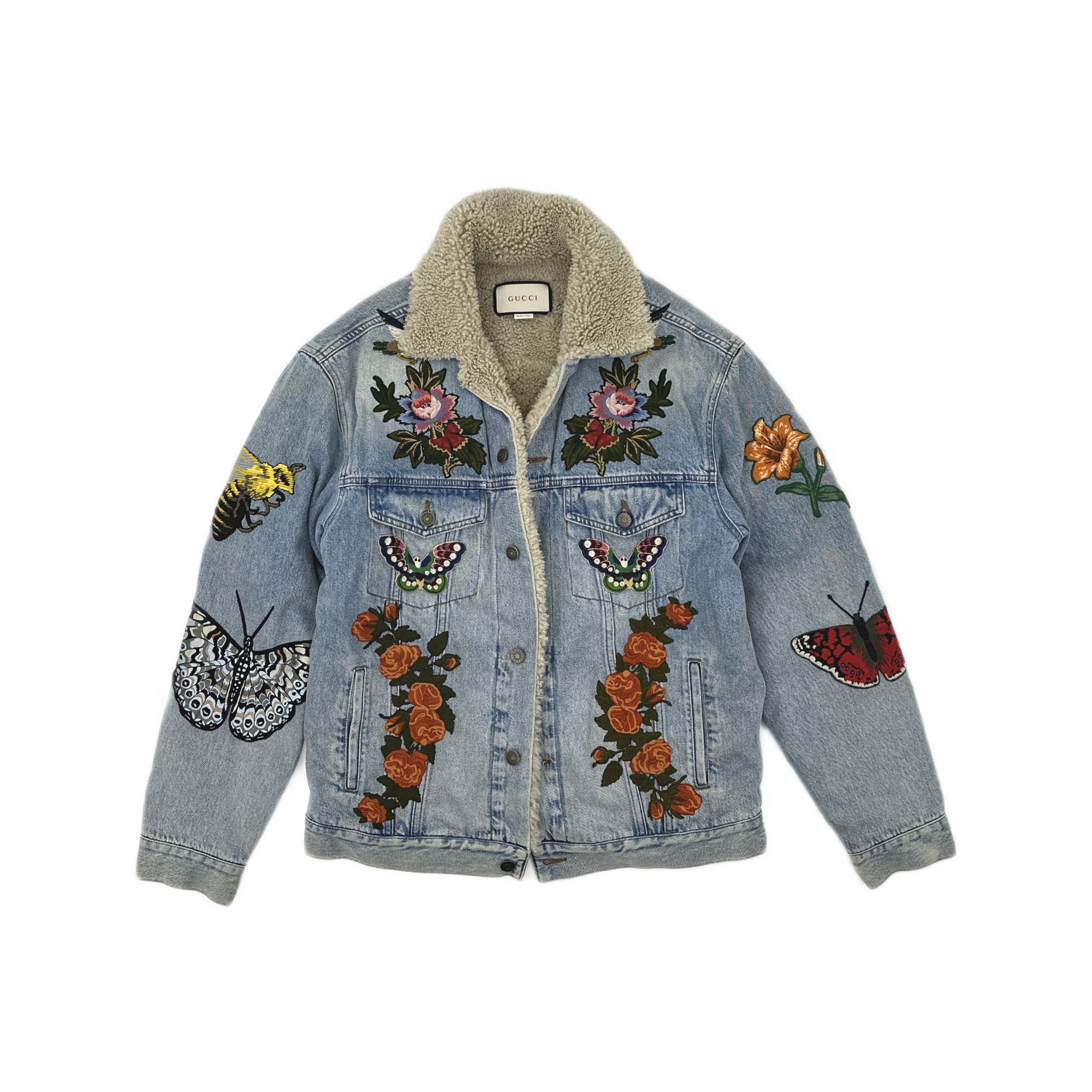 Gucci Gucci Embroidered Shearling Denim Jacket Size 44 Size US S / EU 44-46 / 1 - 1 Thumbnail