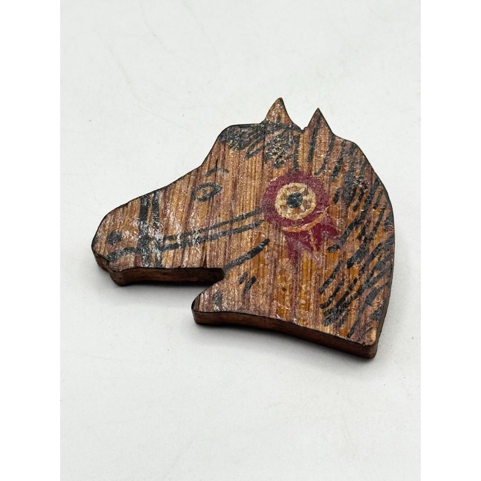 Vintage Vintage wood wooden horse head brooch pin Size ONE SIZE - 3 Thumbnail