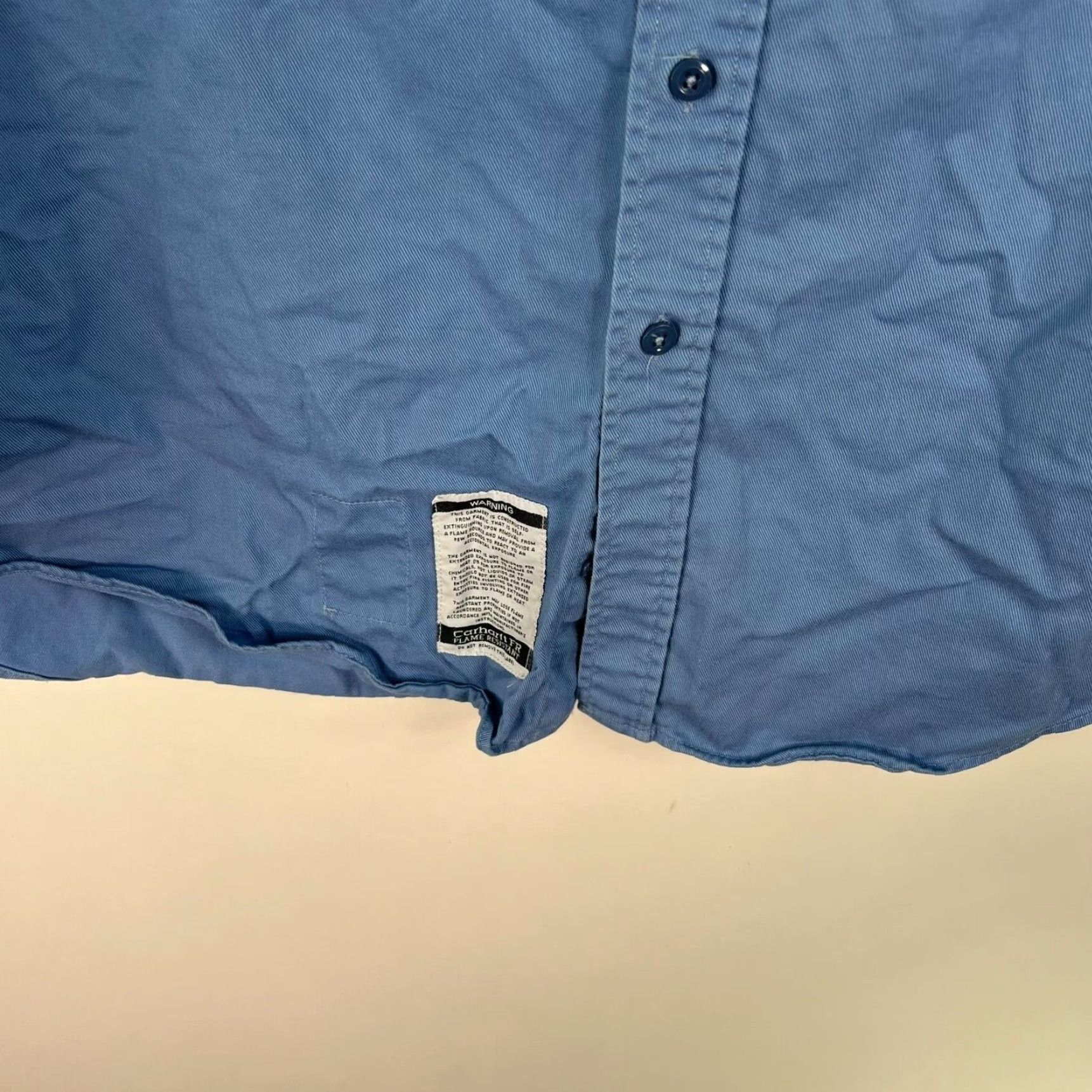 Carhartt Carhartt Button-Up Shirt Fr City Utilities XL Blue Cotton Twill Long Sleeve Fire-Resistant Workwear Size US XL / EU 56 / 4 - 3 Thumbnail