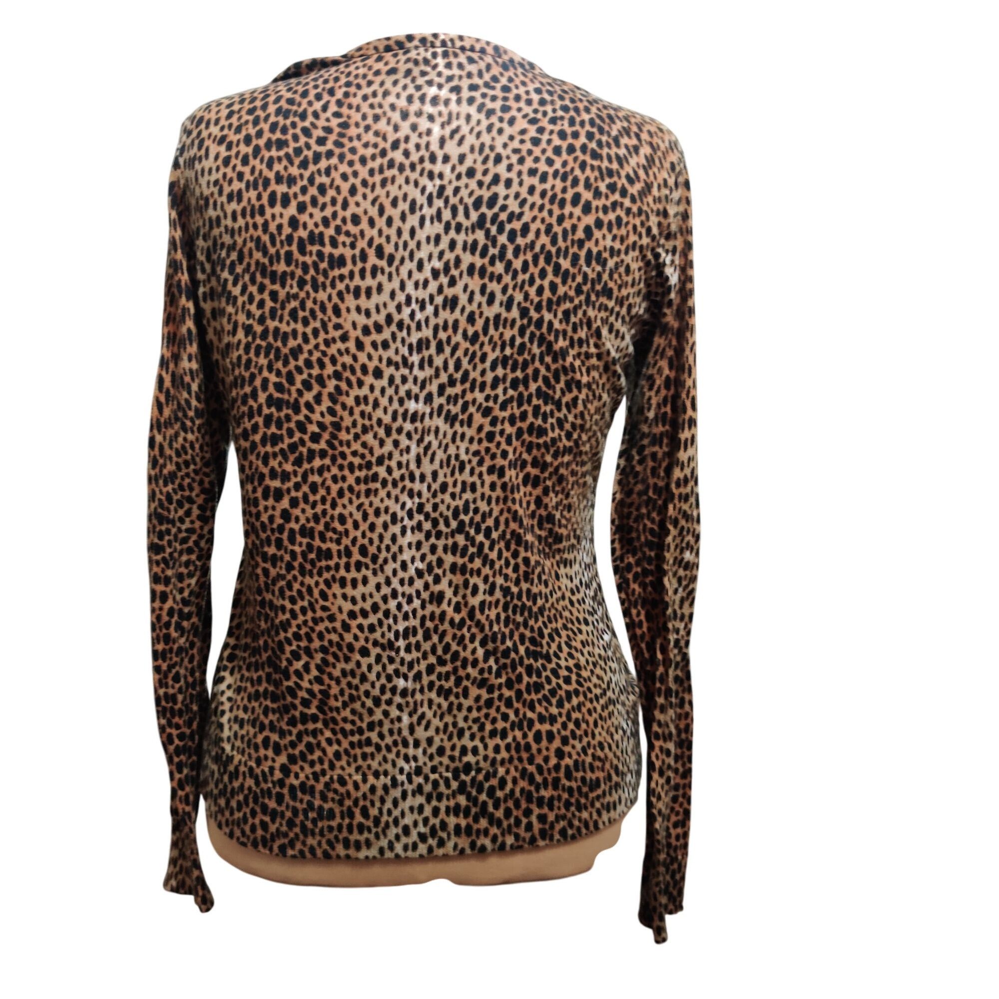 Other New York Company L Leopard Print Button Front V Neck Long Sl Size L / US 10 / IT 46 - 4 Thumbnail