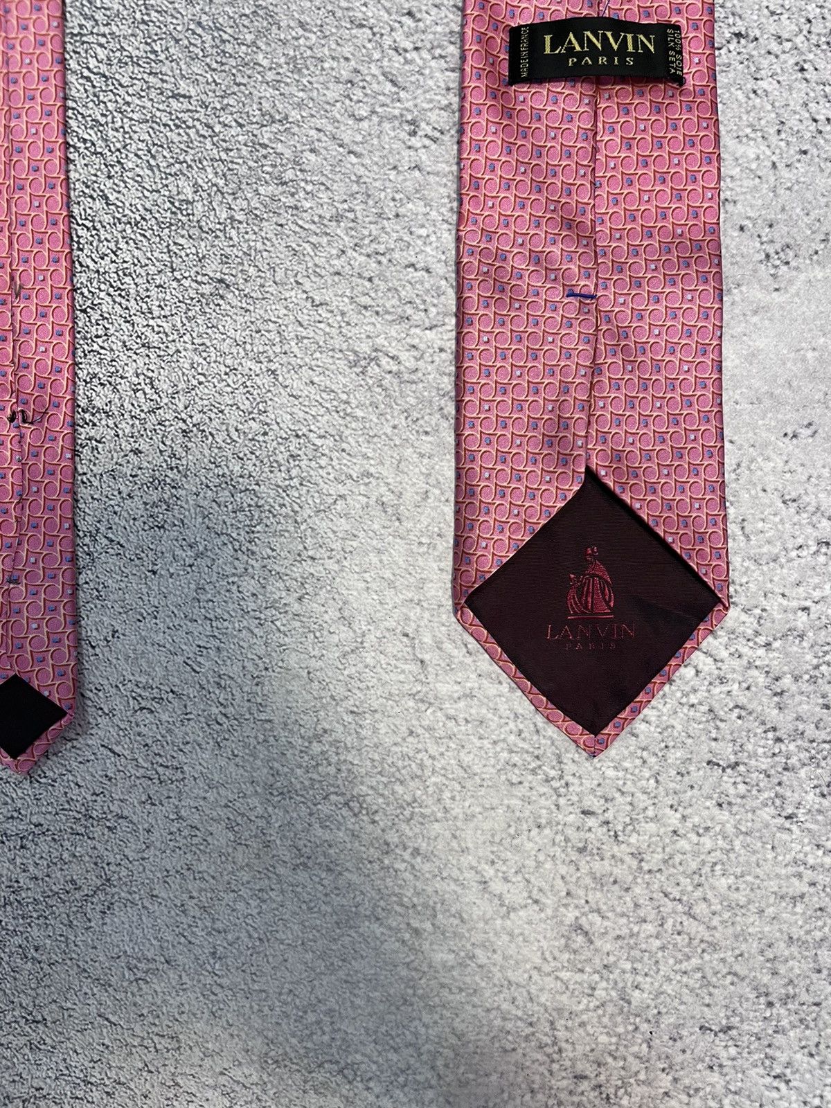 Lanvin Lanvin Paris Men’s Tie 100% Silk Pink Made In France Size ONE SIZE - 3 Thumbnail